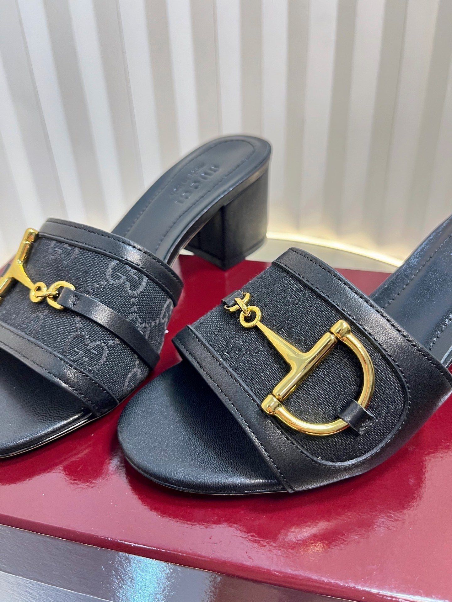GC 25 Horsebit GG 50mm Sandals Black Canvas 294680