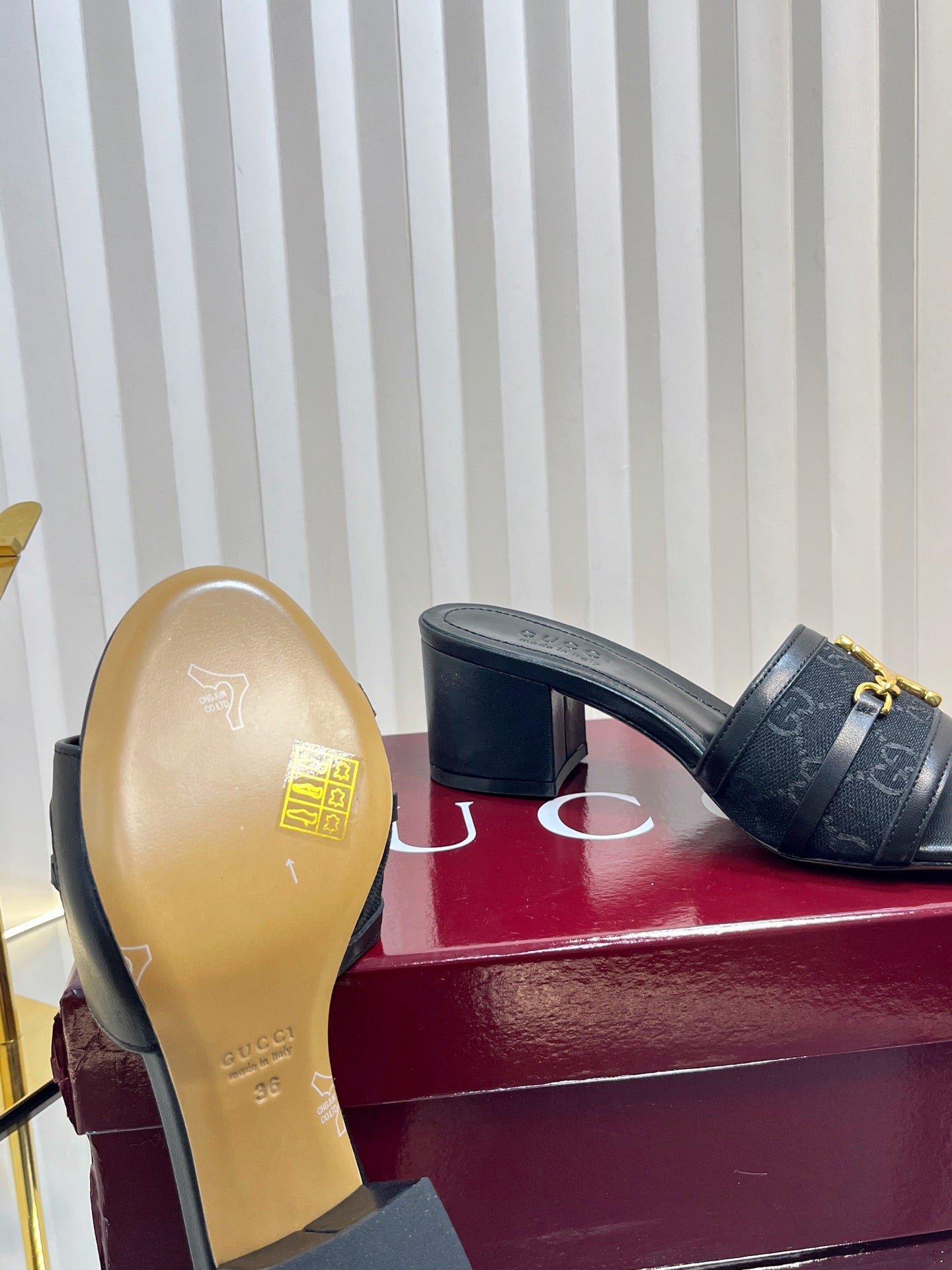 GC 25 Horsebit GG 50mm Sandals Black Canvas 294680