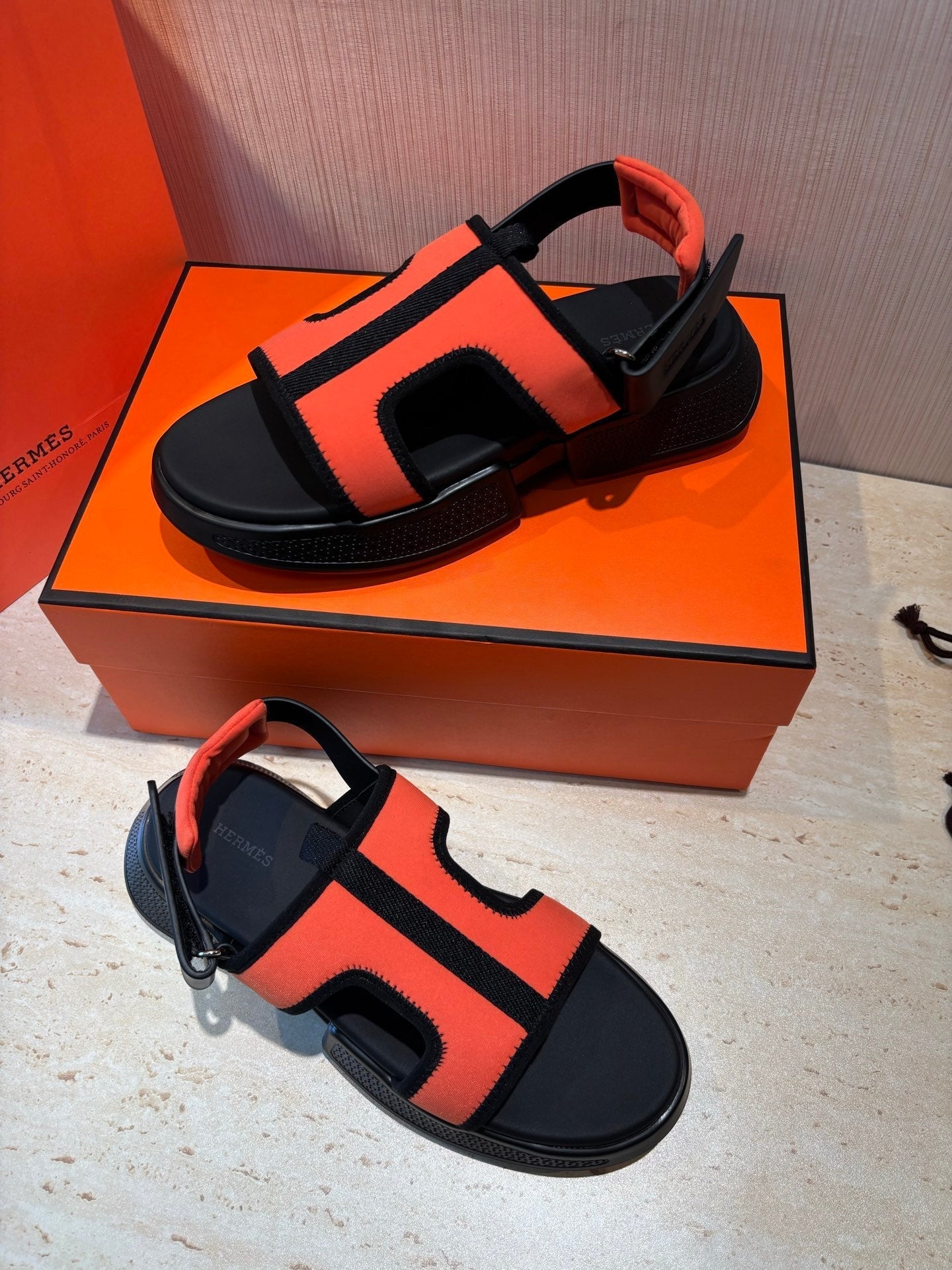 HM Men's Gate Sandal Red Suede Calfskin 655427