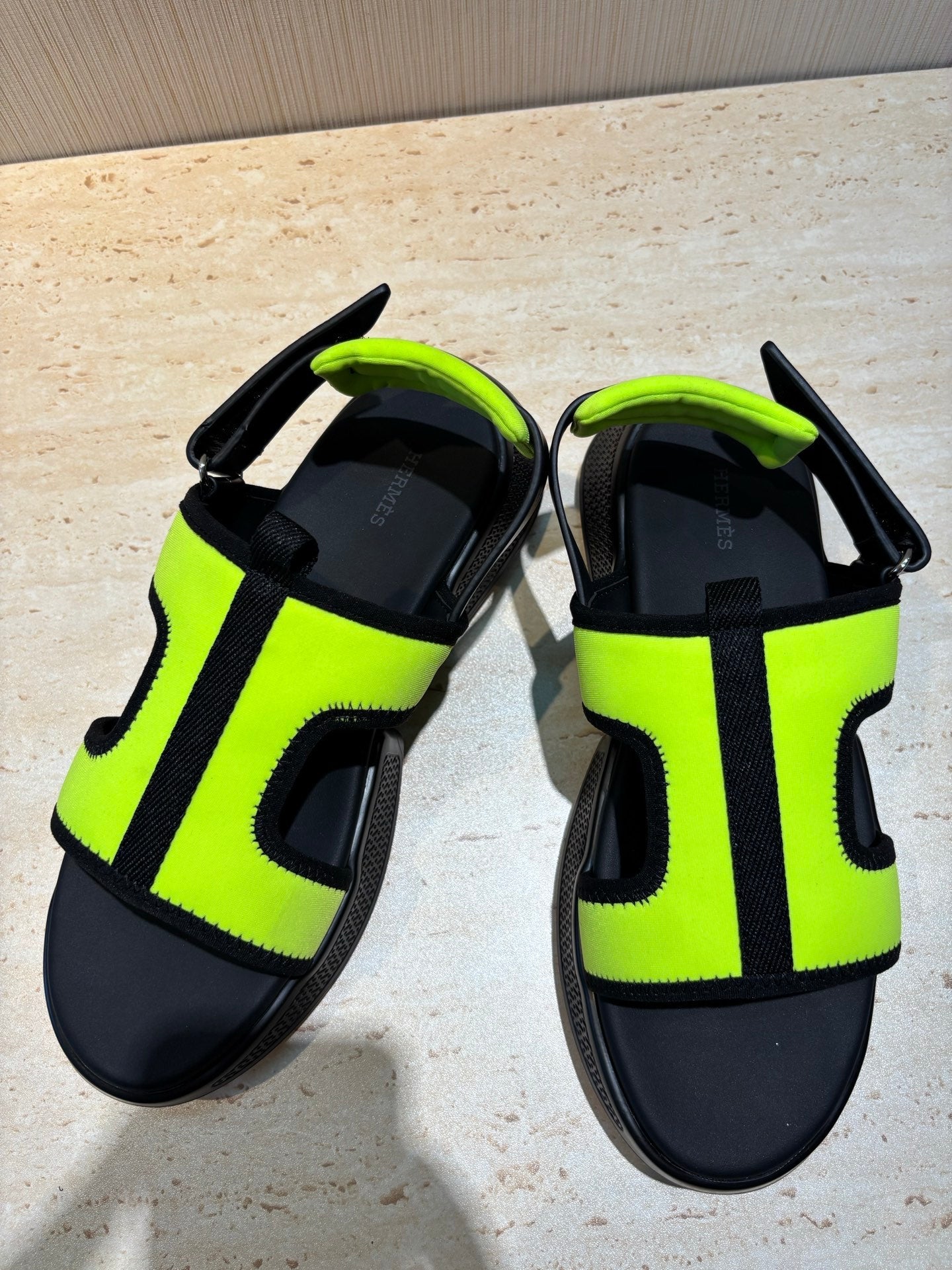 HM Men's Gate Sandal Neon Yellow Suede Calfskin 655430