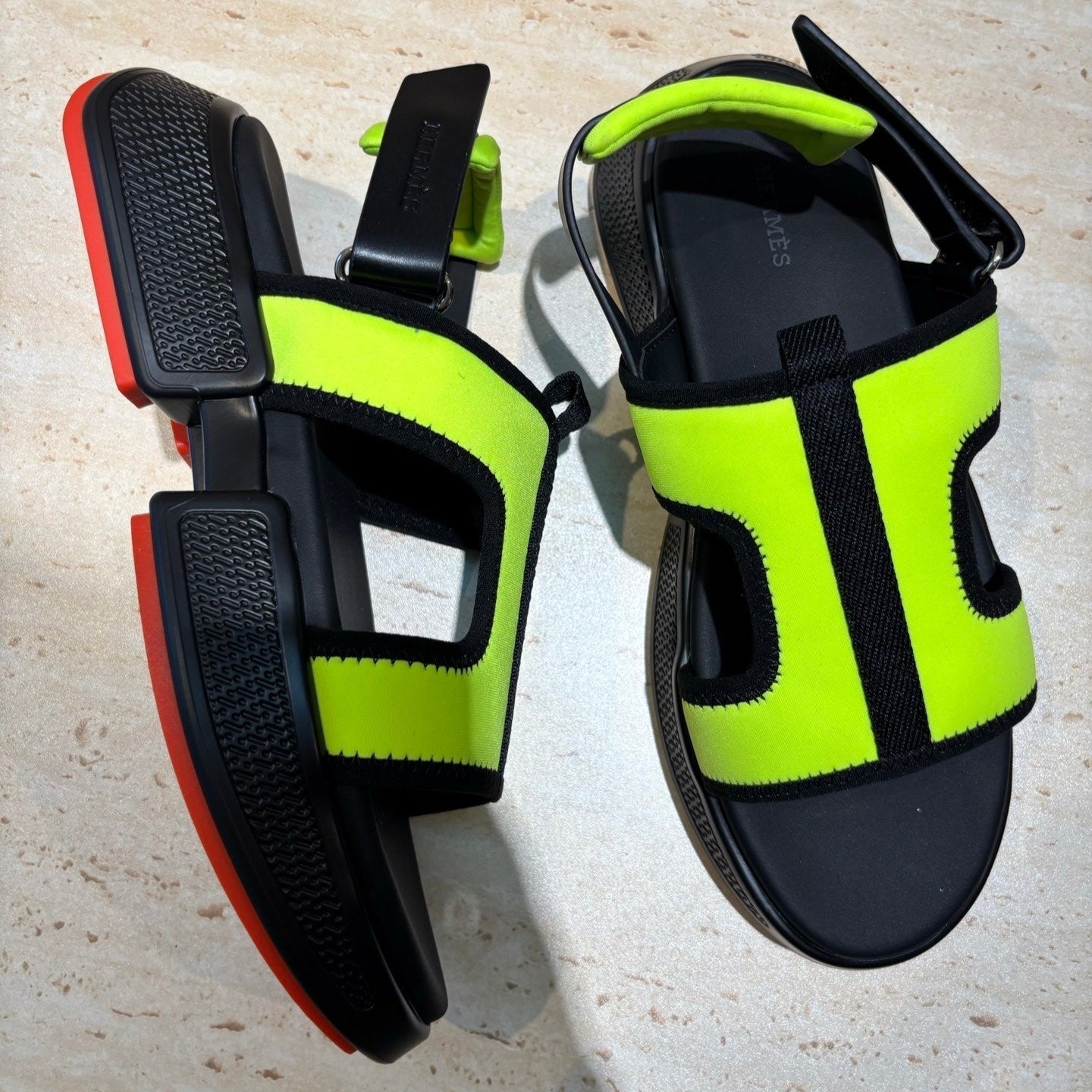 HM Men's Gate Sandal Neon Yellow Suede Calfskin 655430