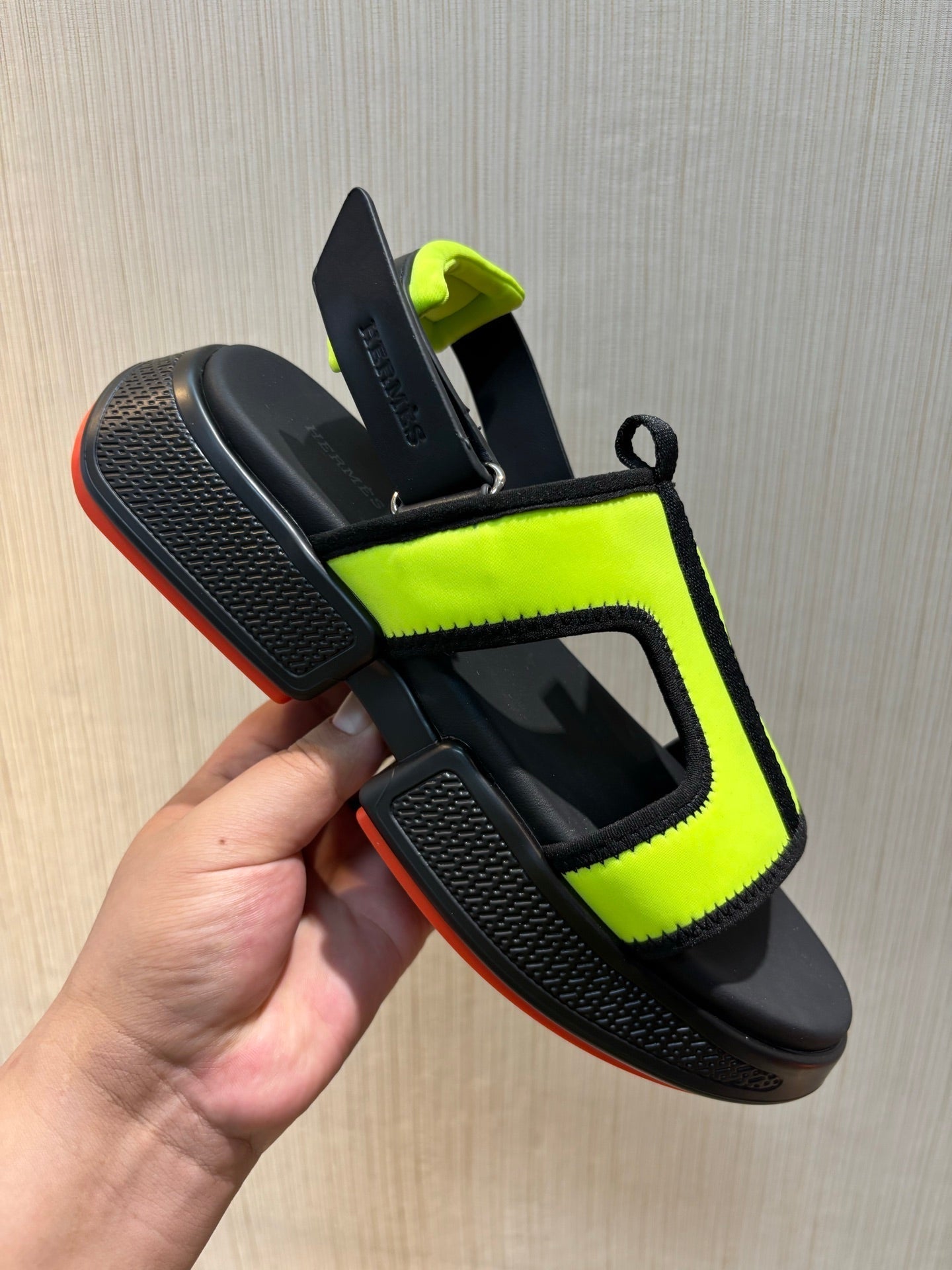 HM Men's Gate Sandal Neon Yellow Suede Calfskin 655430