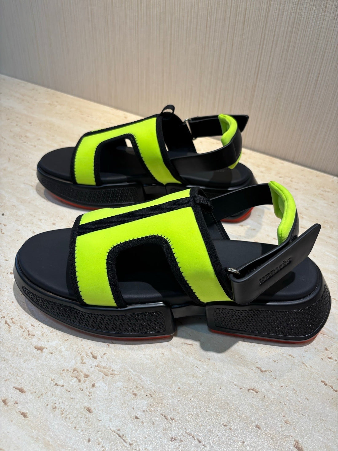 HM Men's Gate Sandal Neon Yellow Suede Calfskin 655430