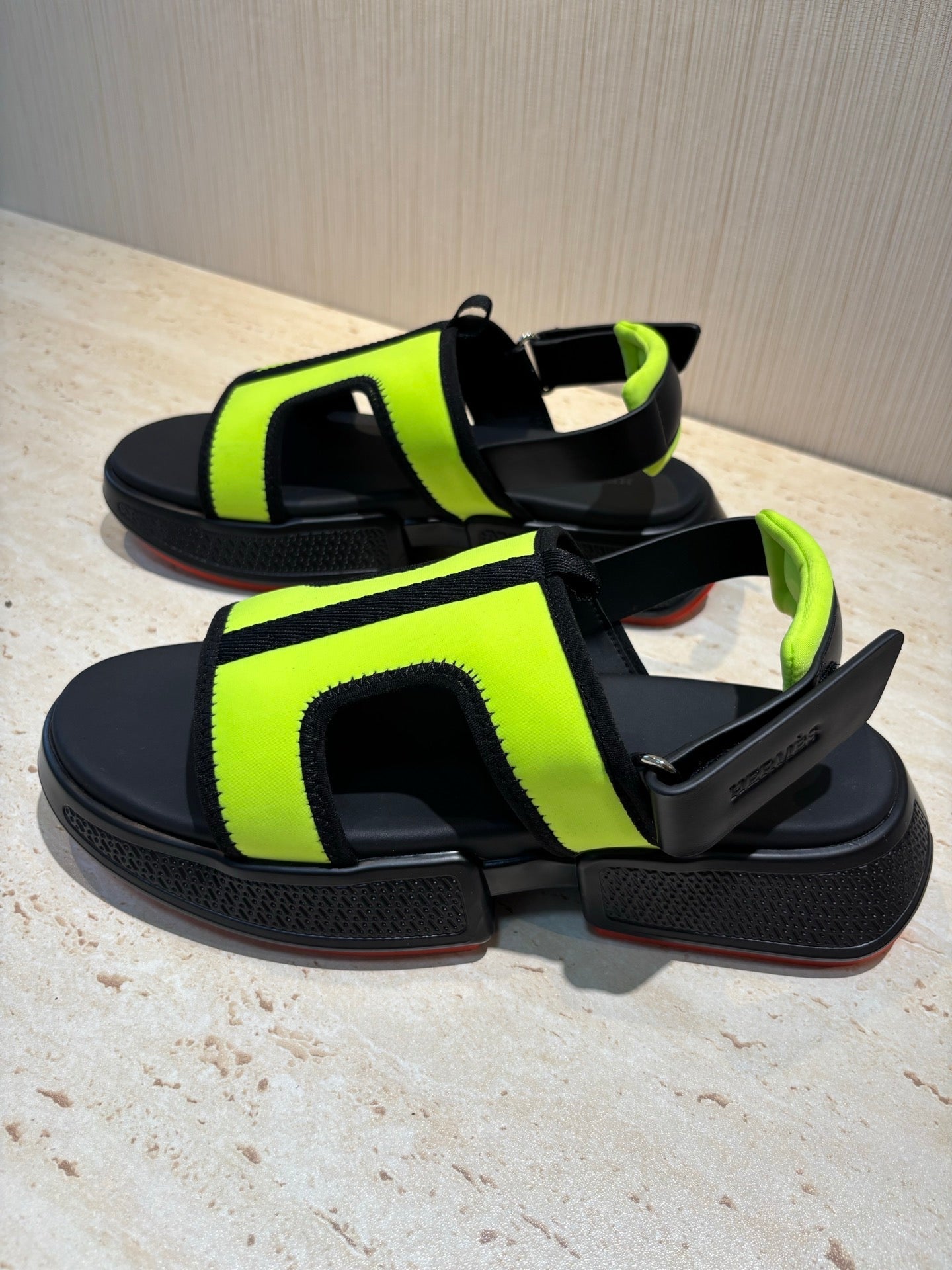 HM Men's Gate Sandal Neon Yellow Suede Calfskin 655430