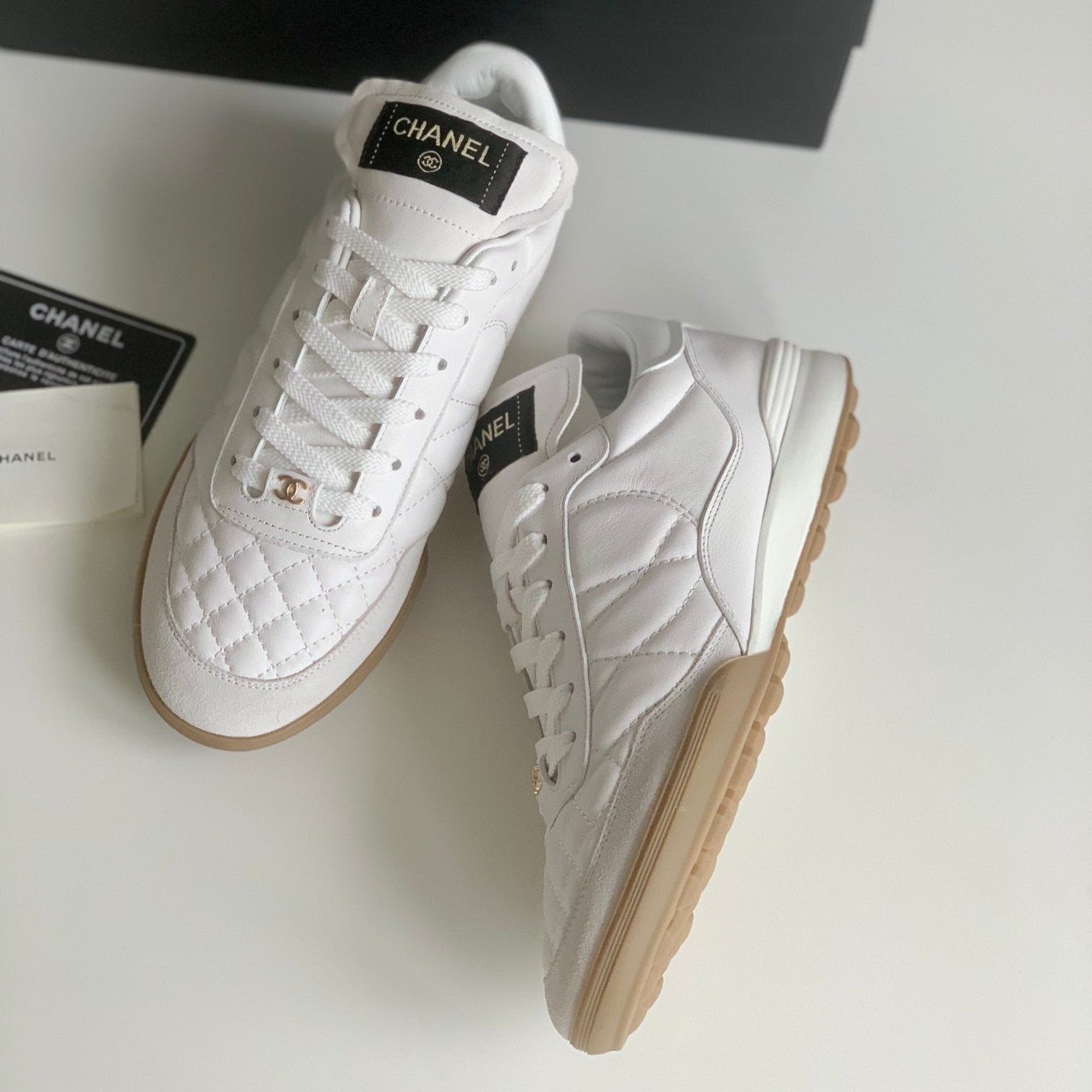 CC Sneaker In White Lambskin Quilted 143554