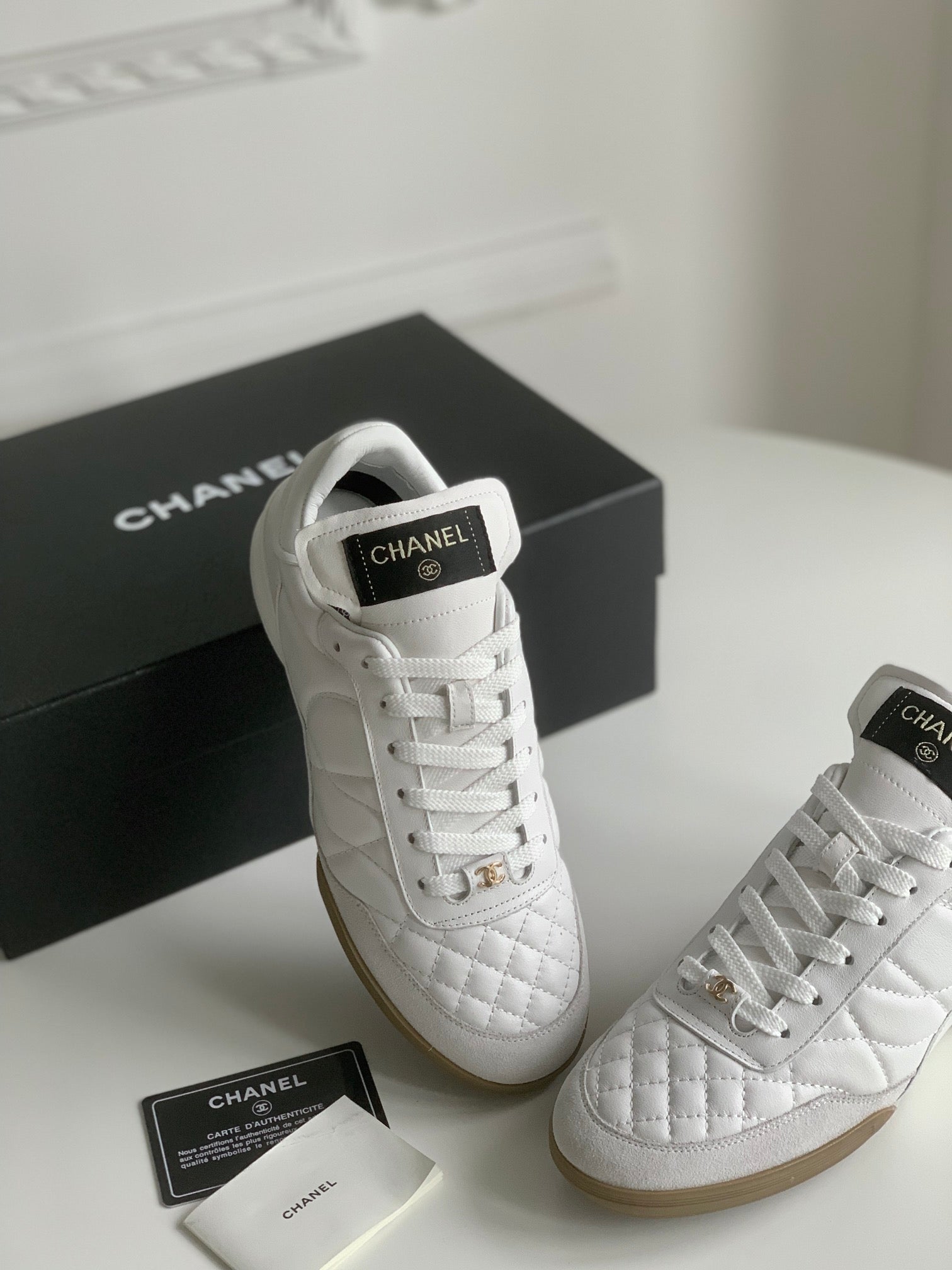 CC Sneaker In White Lambskin Quilted 143554