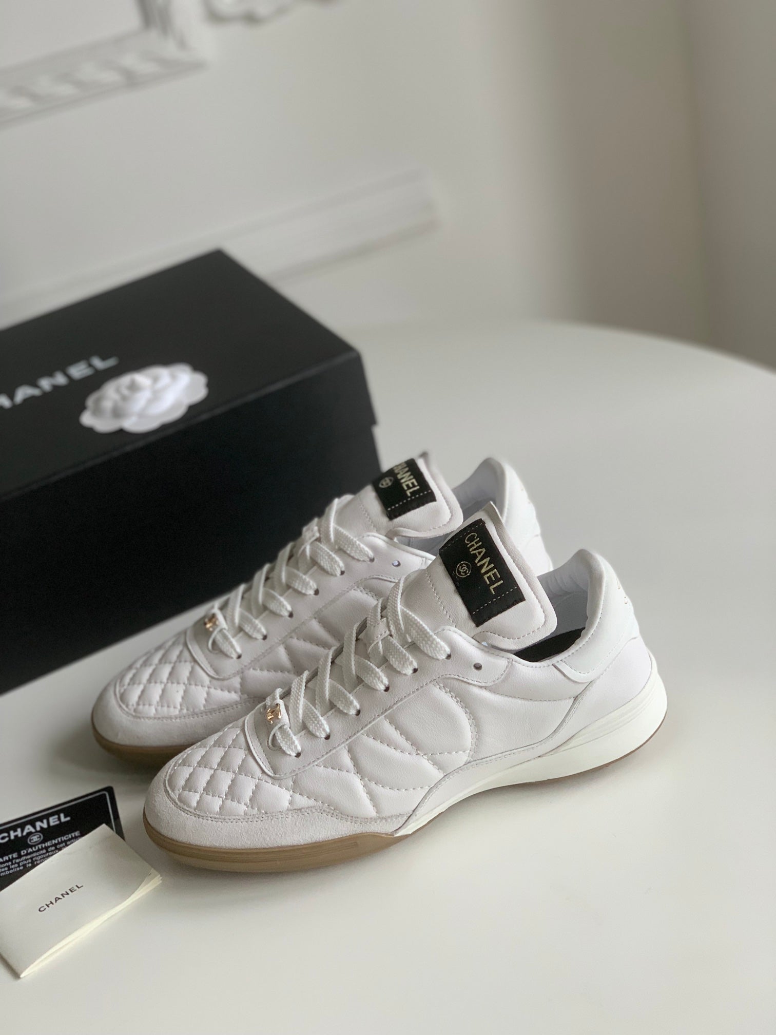 CC Sneaker In White Lambskin Quilted 143554