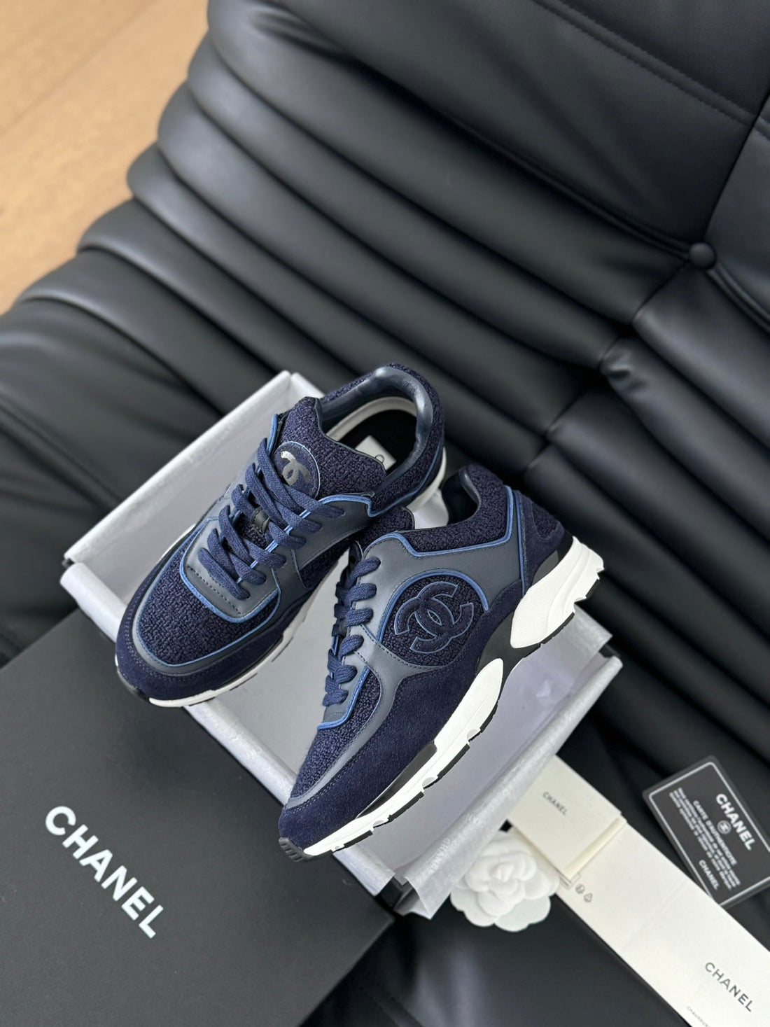 cc sneaker dark blue tweed suede