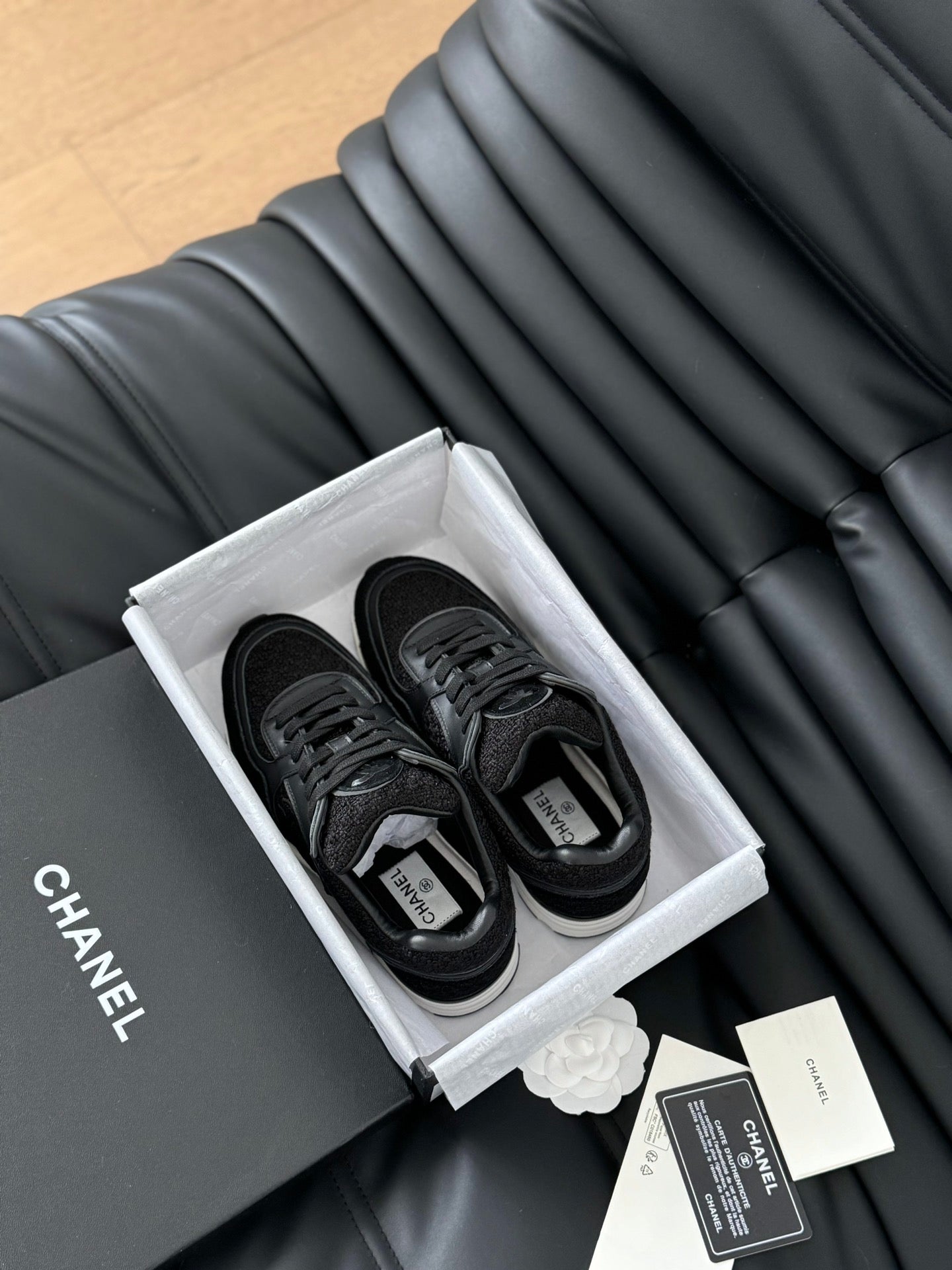 cc sneaker black tweed suede