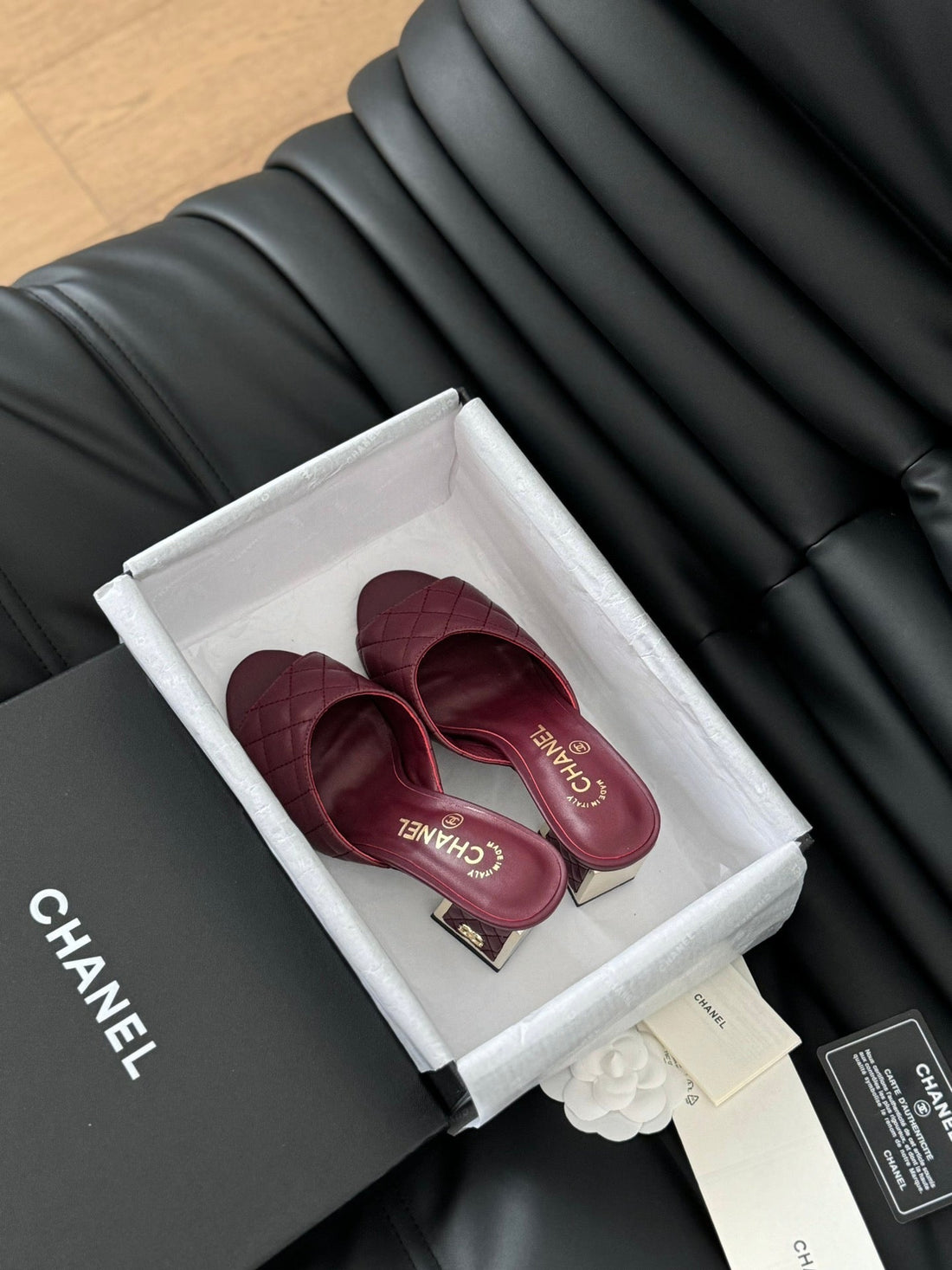 cc sandal 70 burgundy quilted calfskin