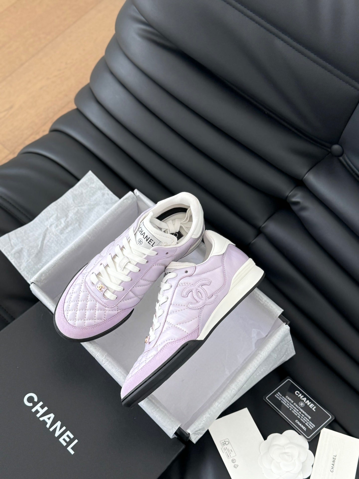 CC SNEAKER IN PALE PURPLE MIX WHITE EMBROIDERED LAMBSKIN