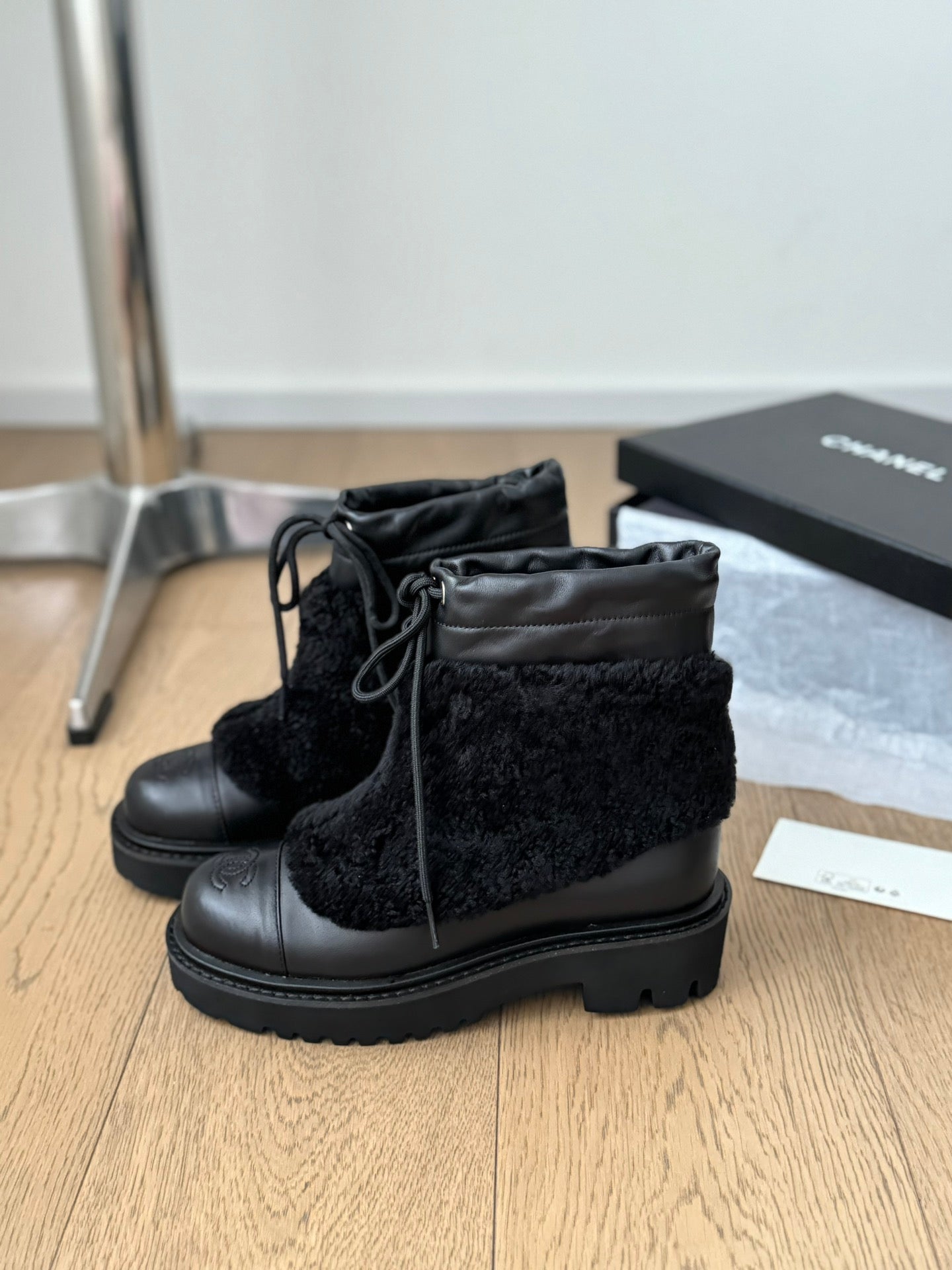 CC Ankle Boots Black Calfskin And Fleece