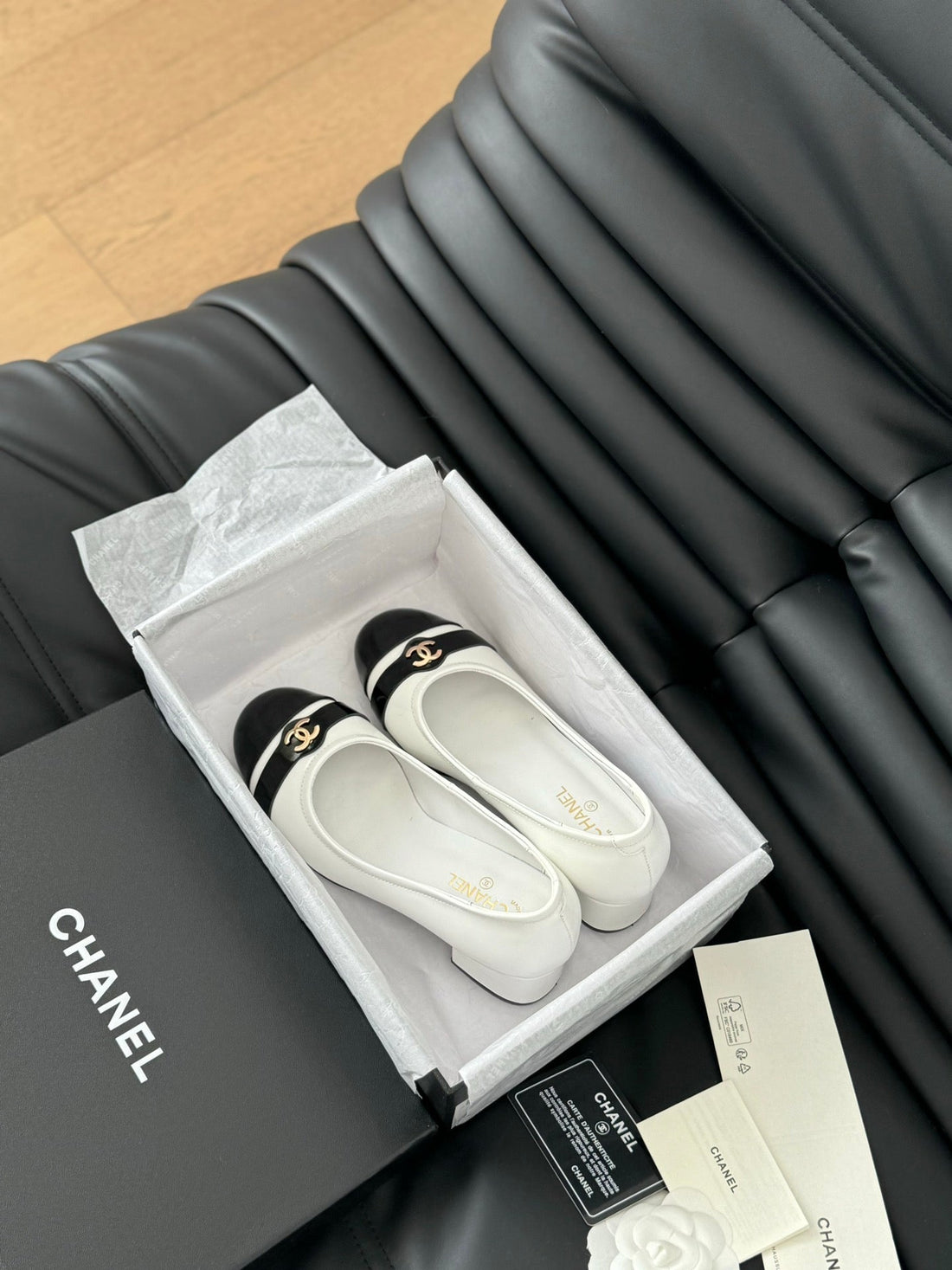 CC High Heels White Black Lambskin