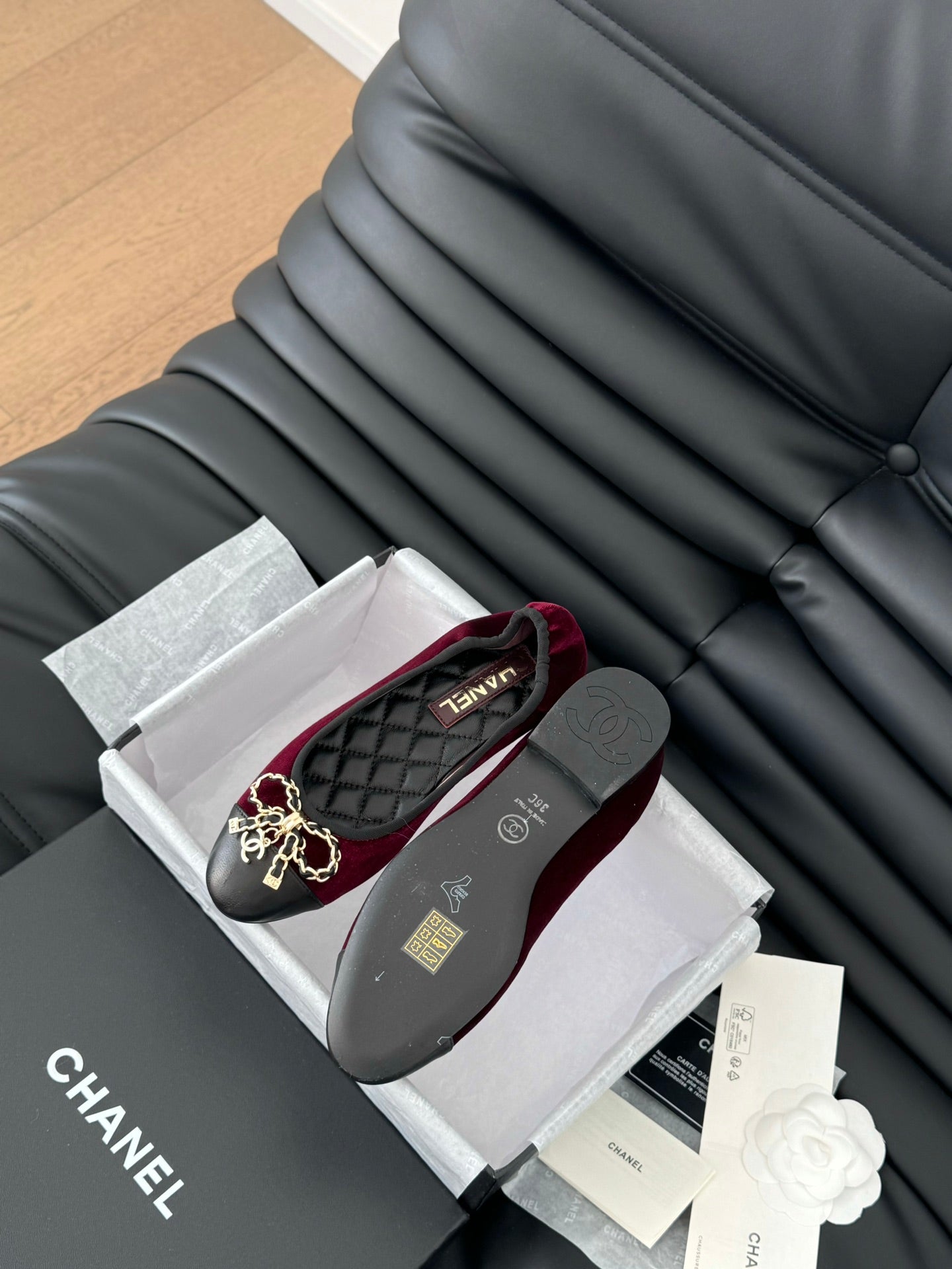 CC Ballet Flats In Burgundy Velvet Fabric 143526