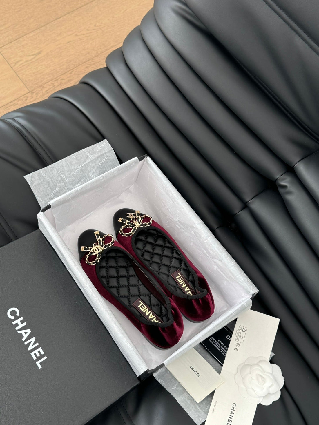 CC Ballet Flats In Burgundy Velvet Fabric 143526