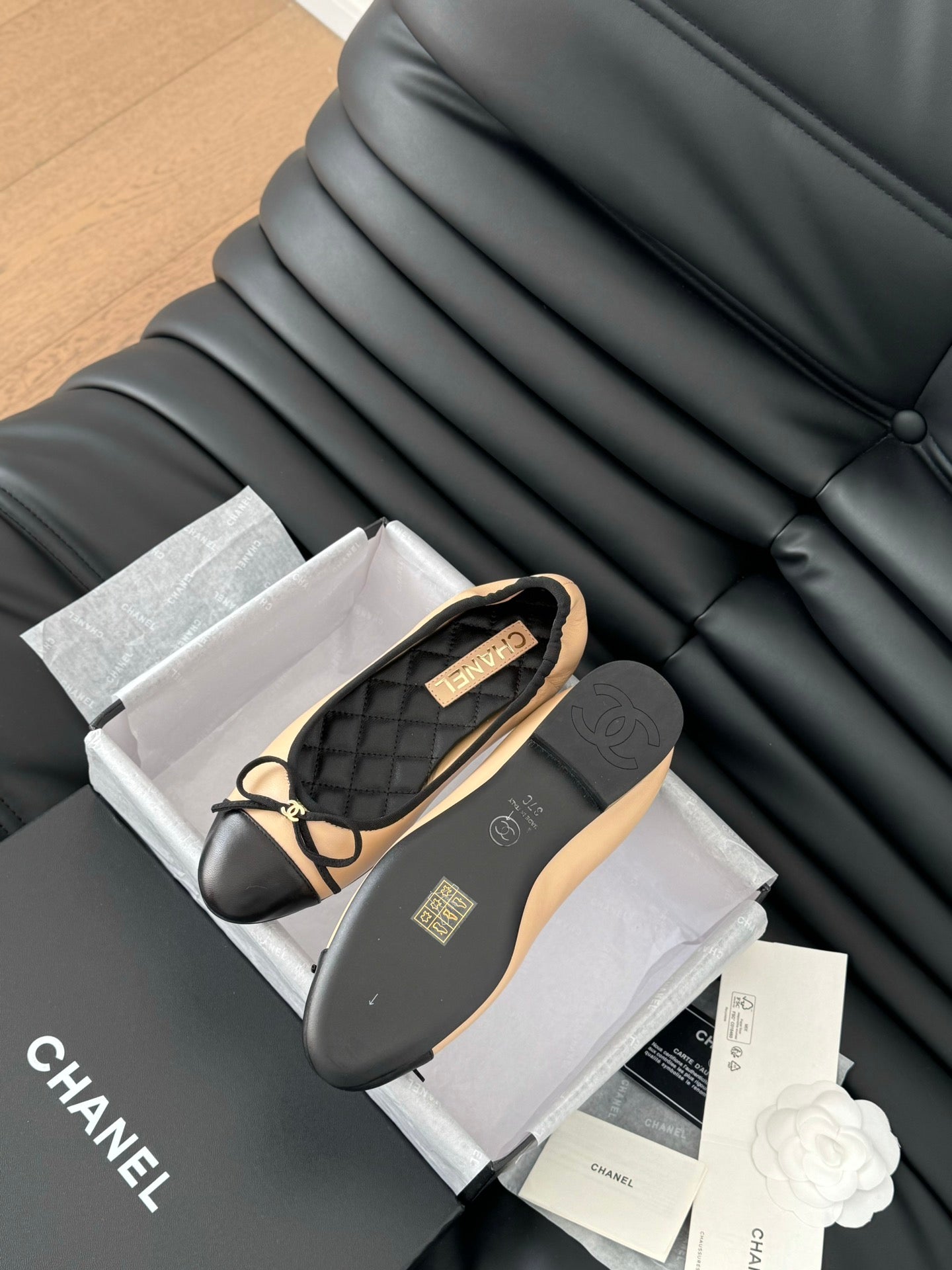 CC Ballet Flats In Beige Lambskin 143538