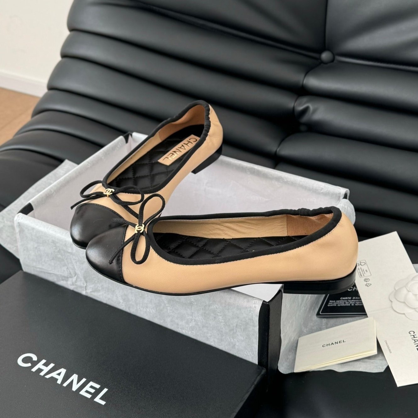 CC Ballet Flats In Beige Lambskin 143538