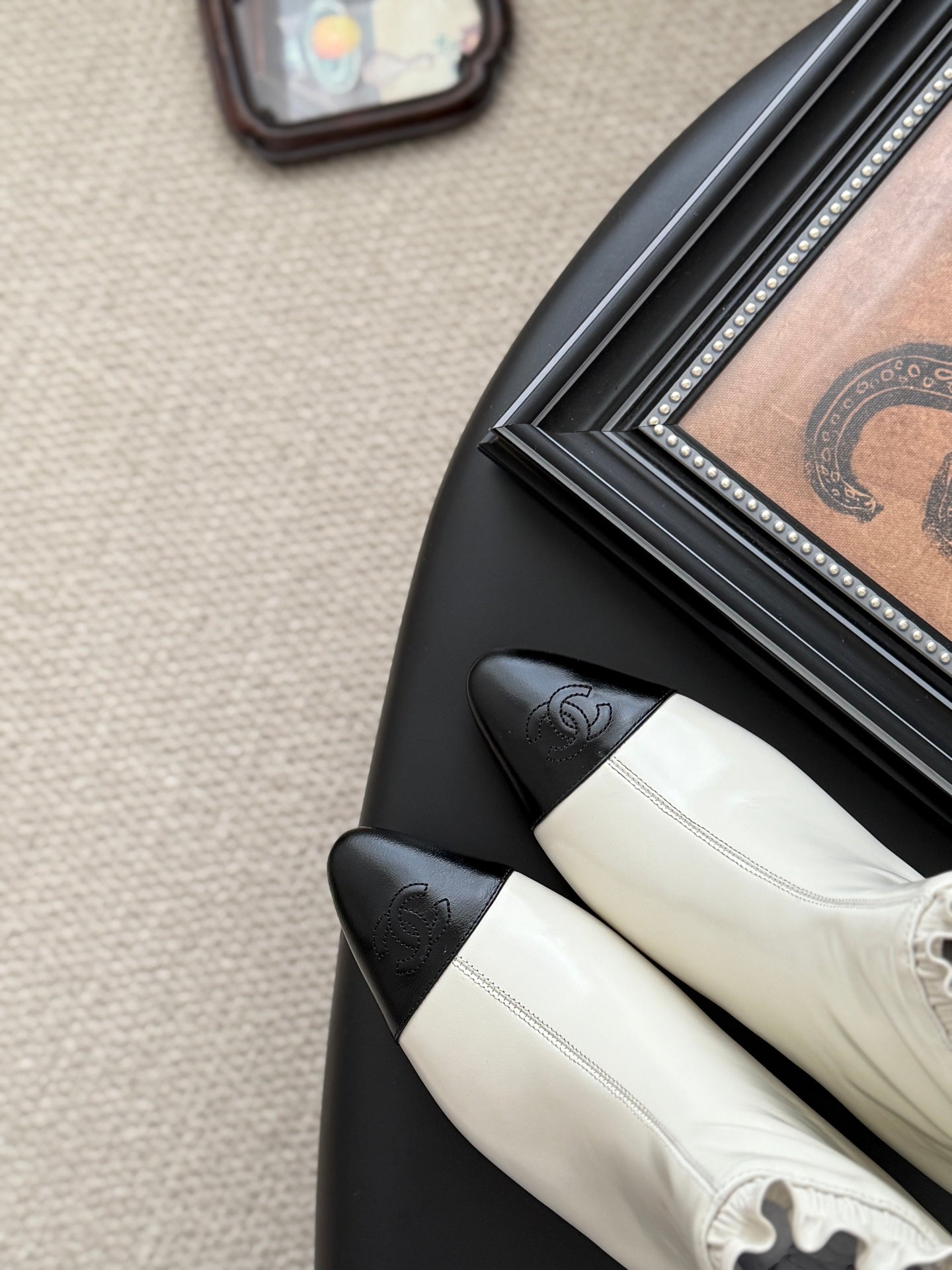 CC 25 Mary Jane boots white black sheepskin 458771