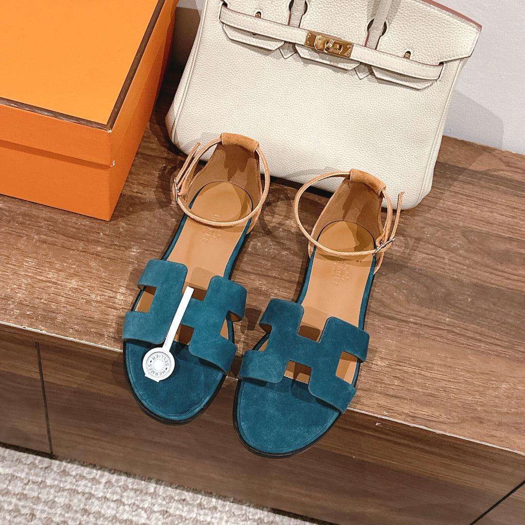 HM Santorini Sandals Teal Cowhide 312582