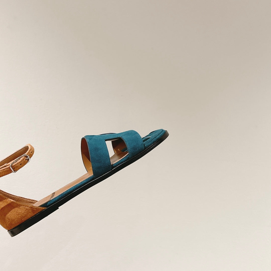 HM Santorini Sandals Teal Cowhide 312582