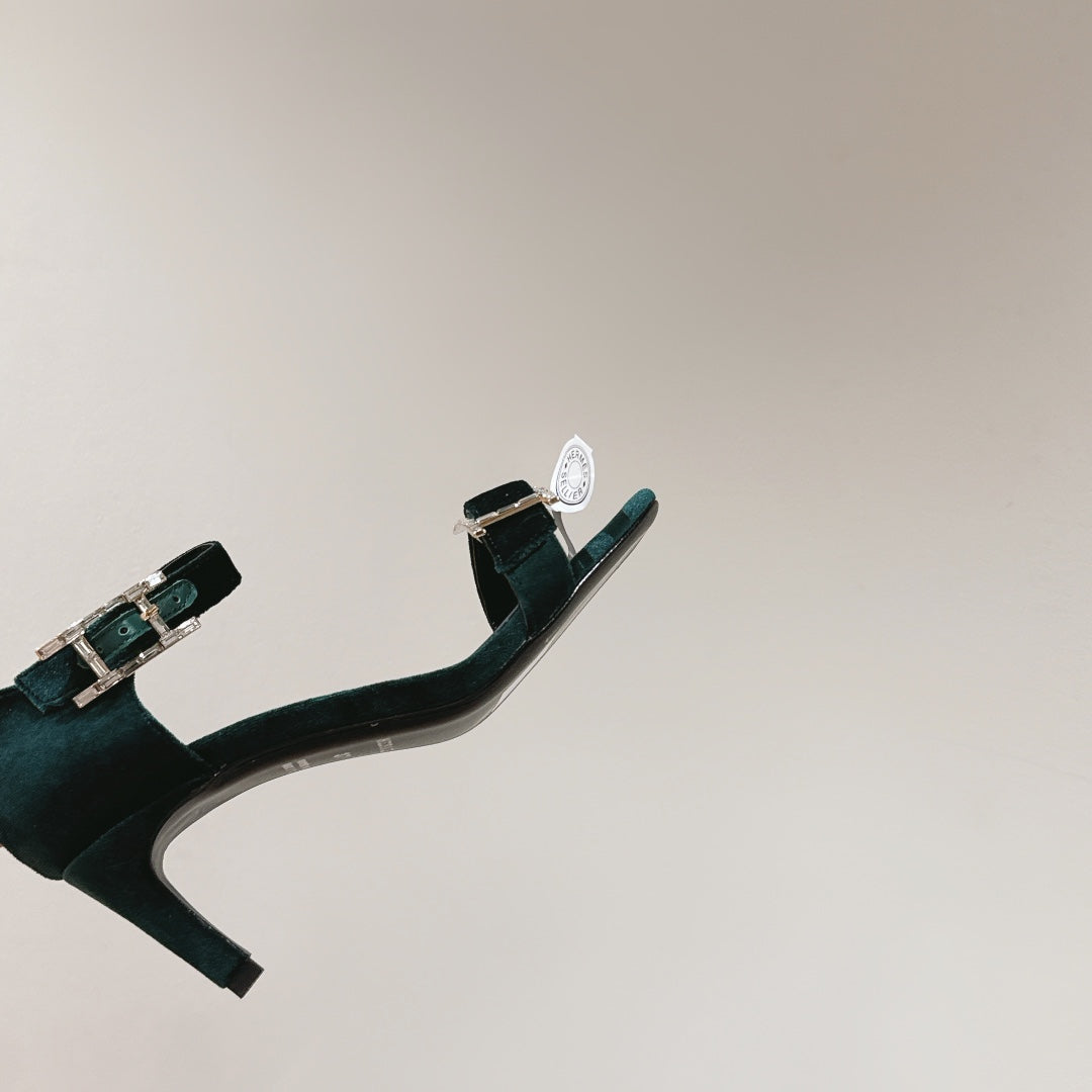 HM Buckle Sandals Teal Calfskin 308163