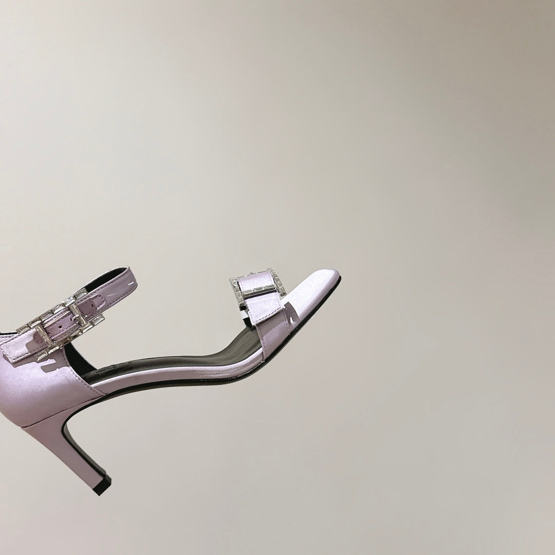 HM Buckle Sandals Purple Calfskin 308181