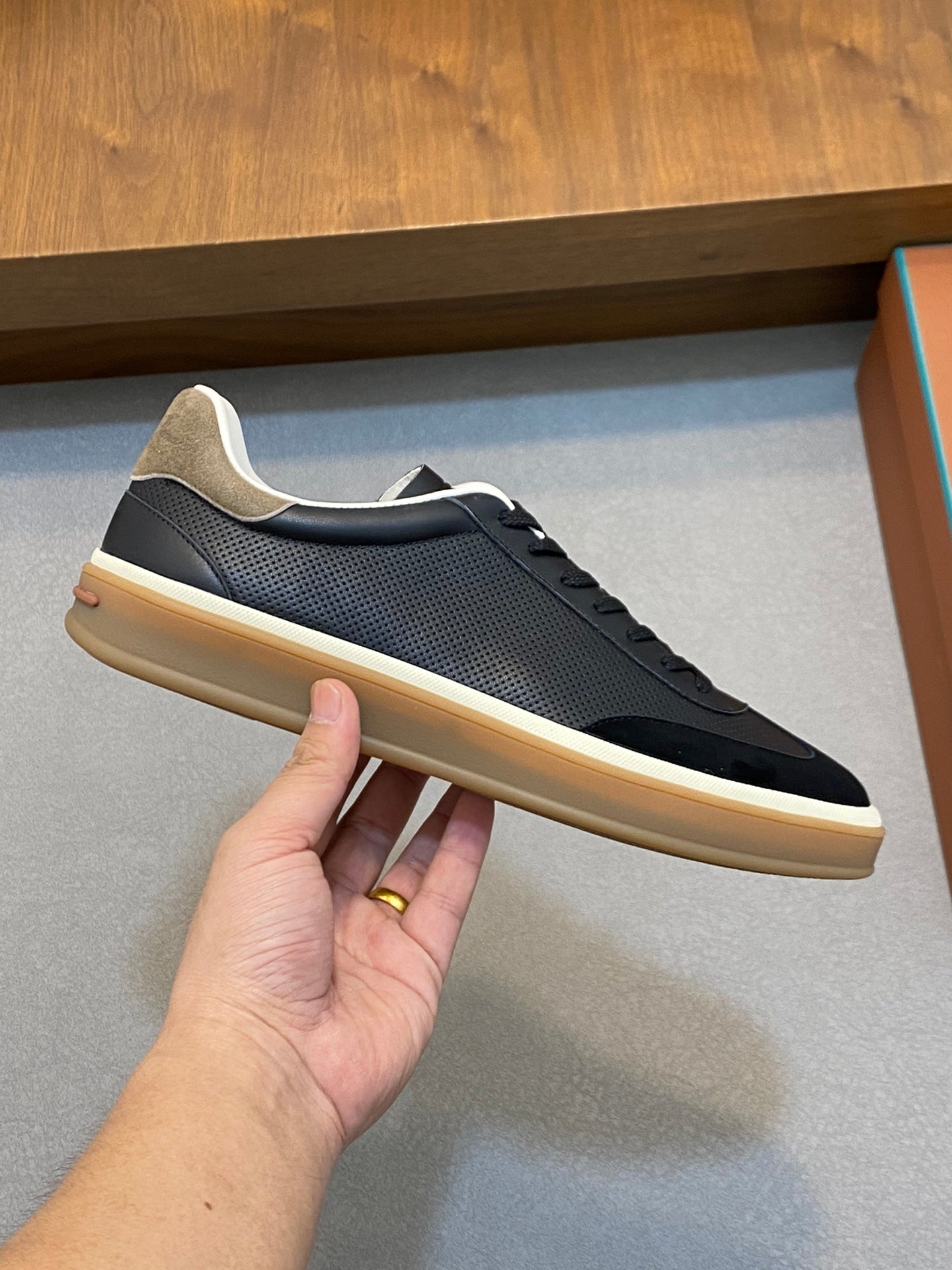 LP 360 TENNIS WALK SNEAKERS BLACK MESH CALFSKIN