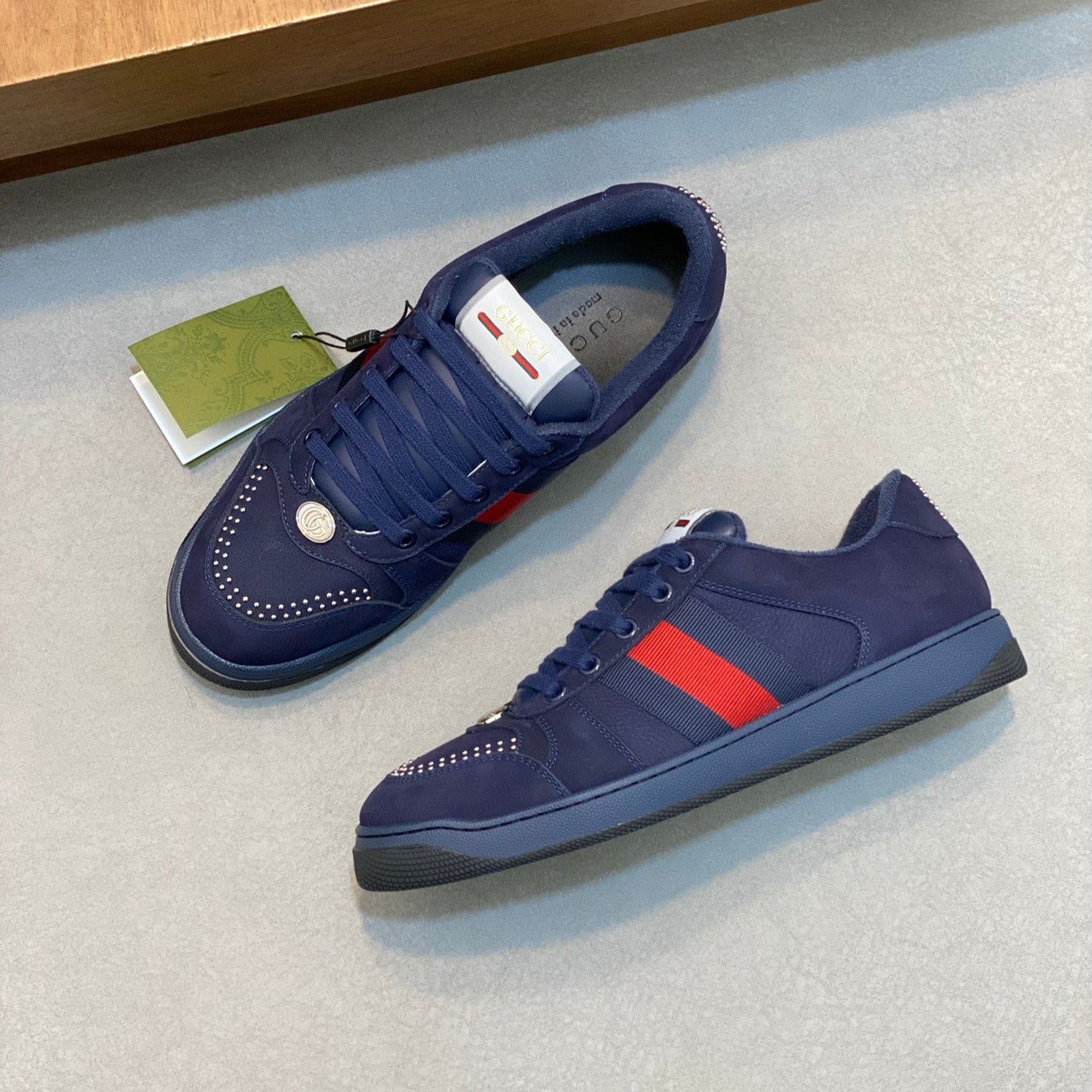 GG Men's Screener Sneaker Blue Cowhide 534045