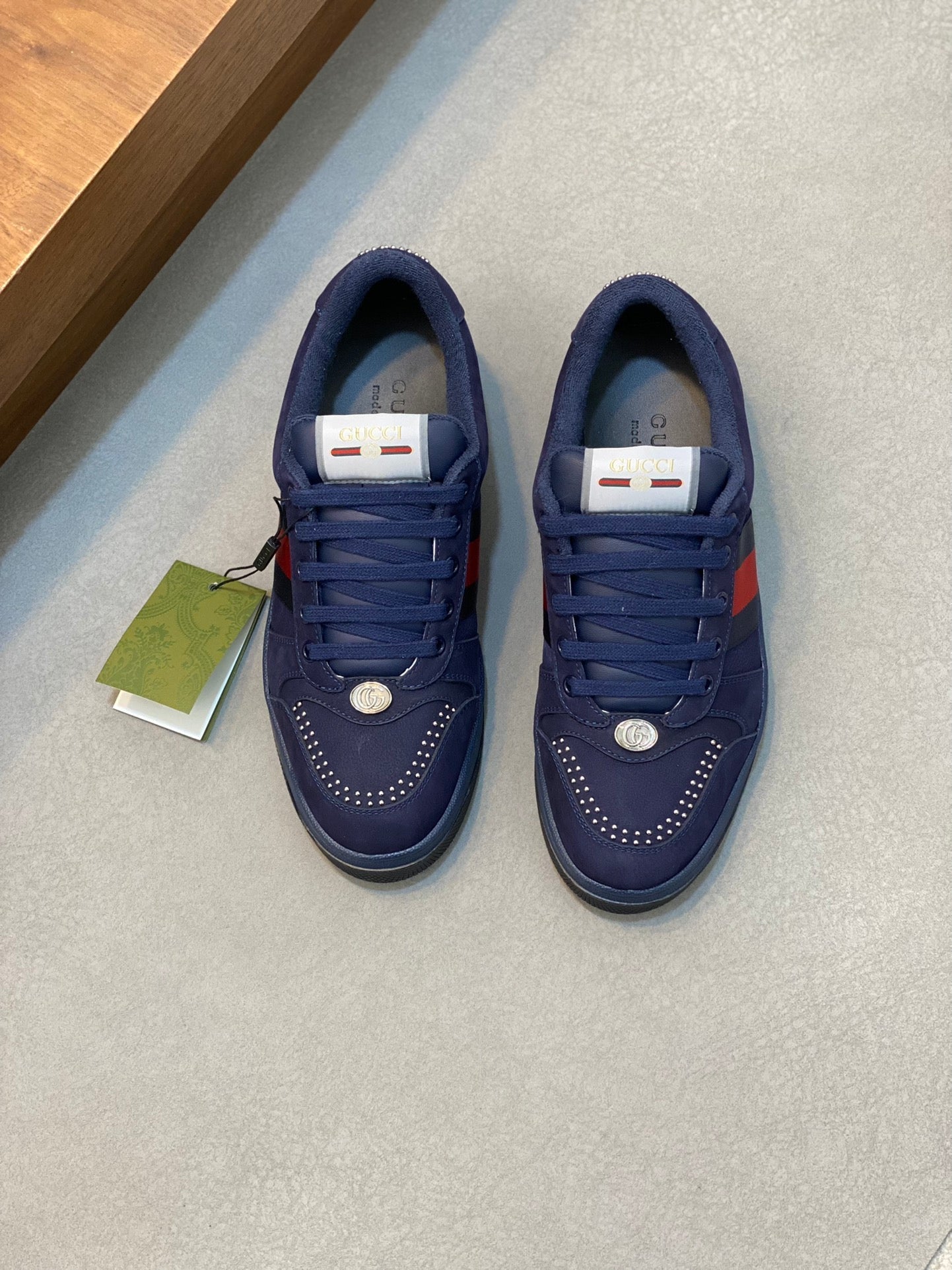 GG Men's Screener Sneaker Blue Cowhide 534045