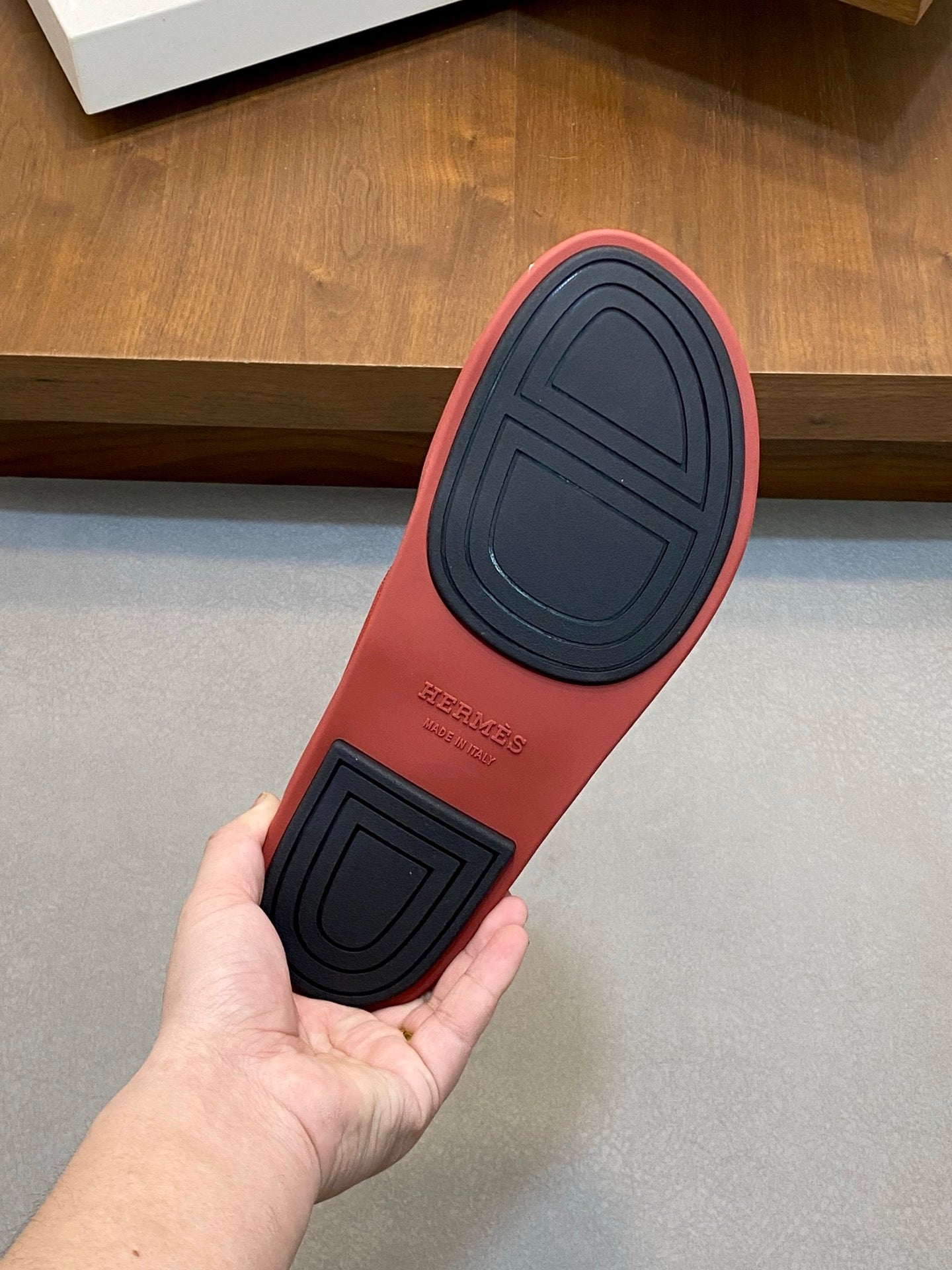 HM Men's Slide Red Cowhide Leather 588996