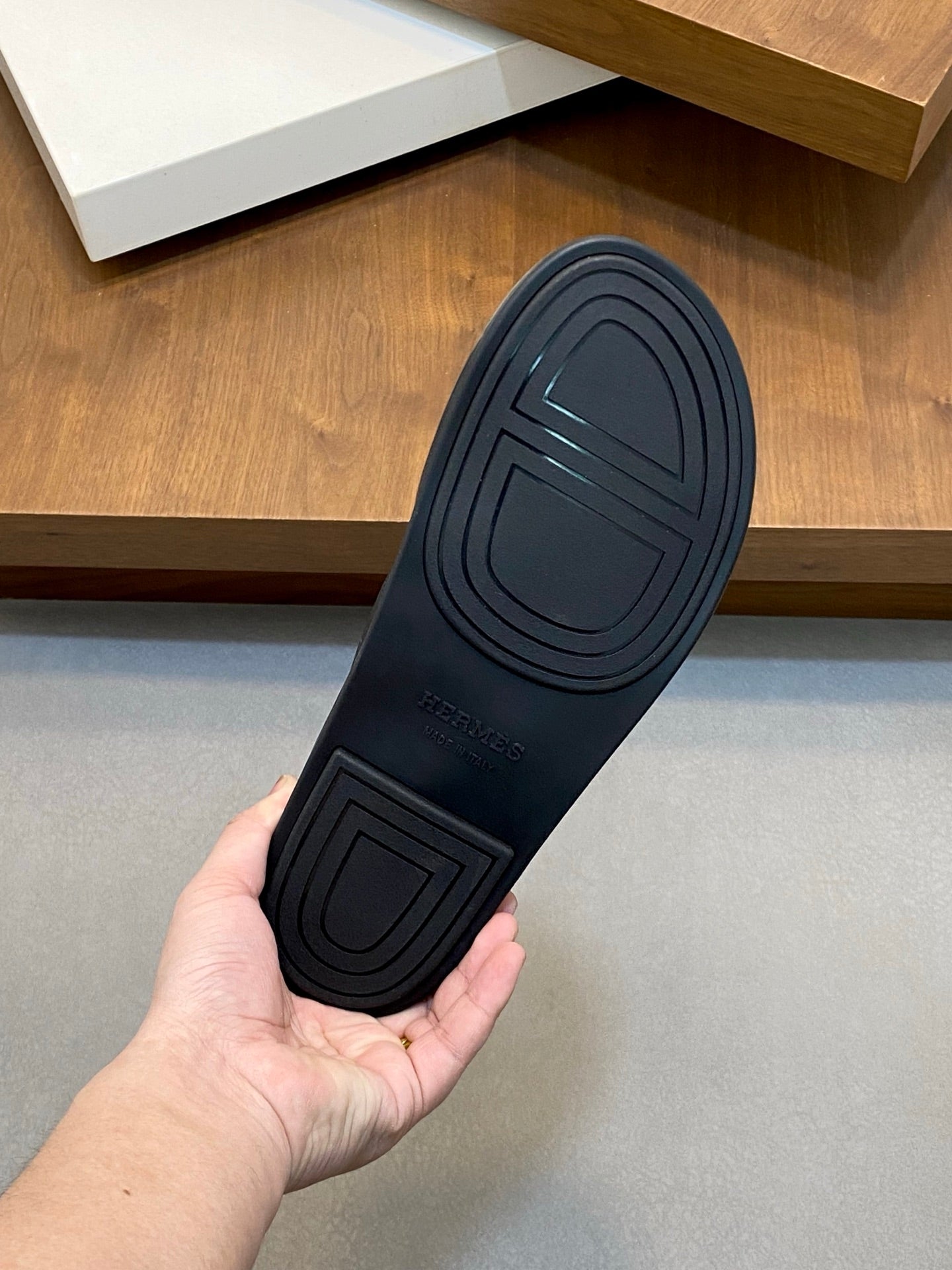 HM Men's Slide Black Cowhide Leather 589001