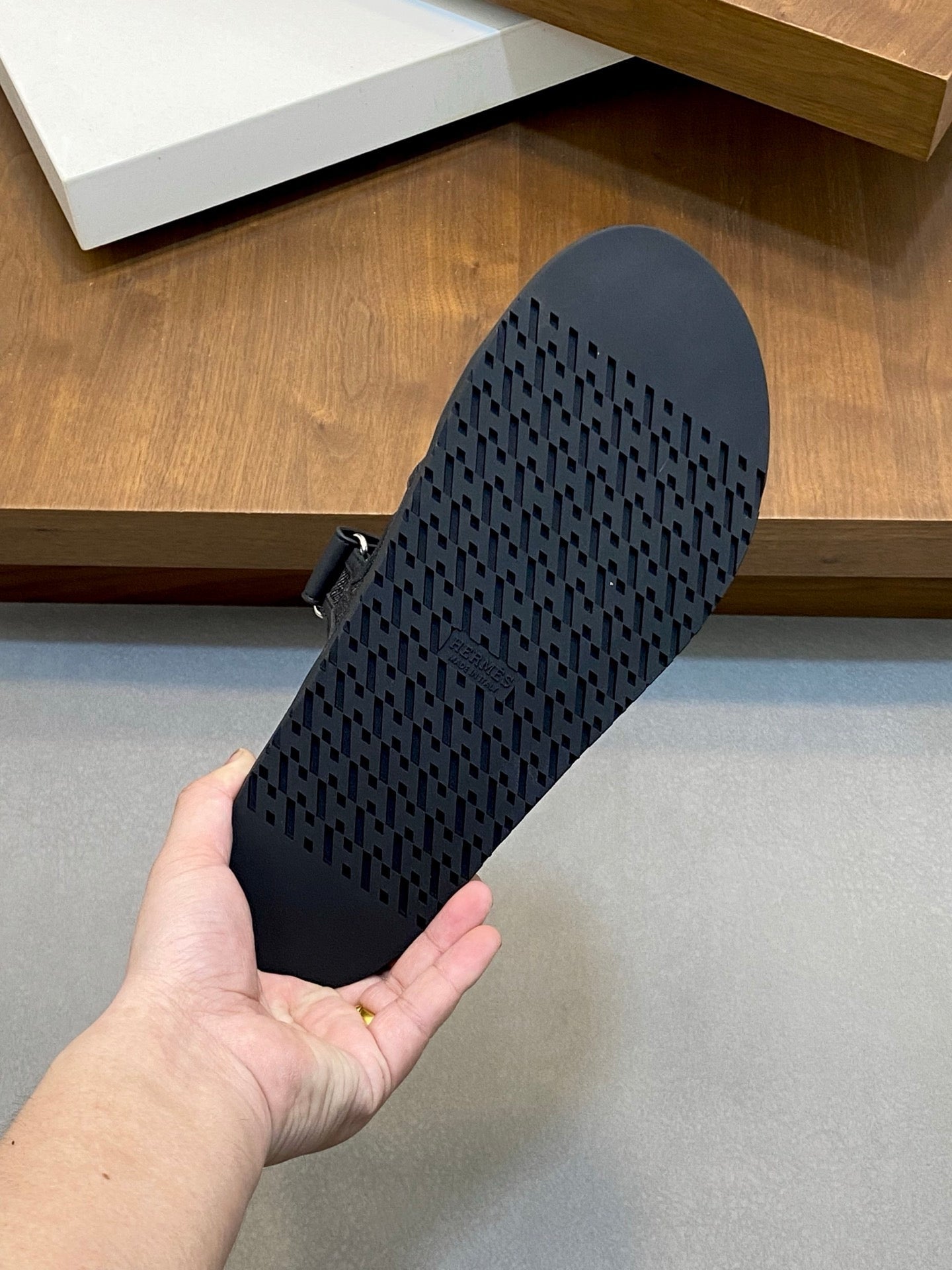 HM Men's Chypre Sandals Blue Black Denim Cowhide