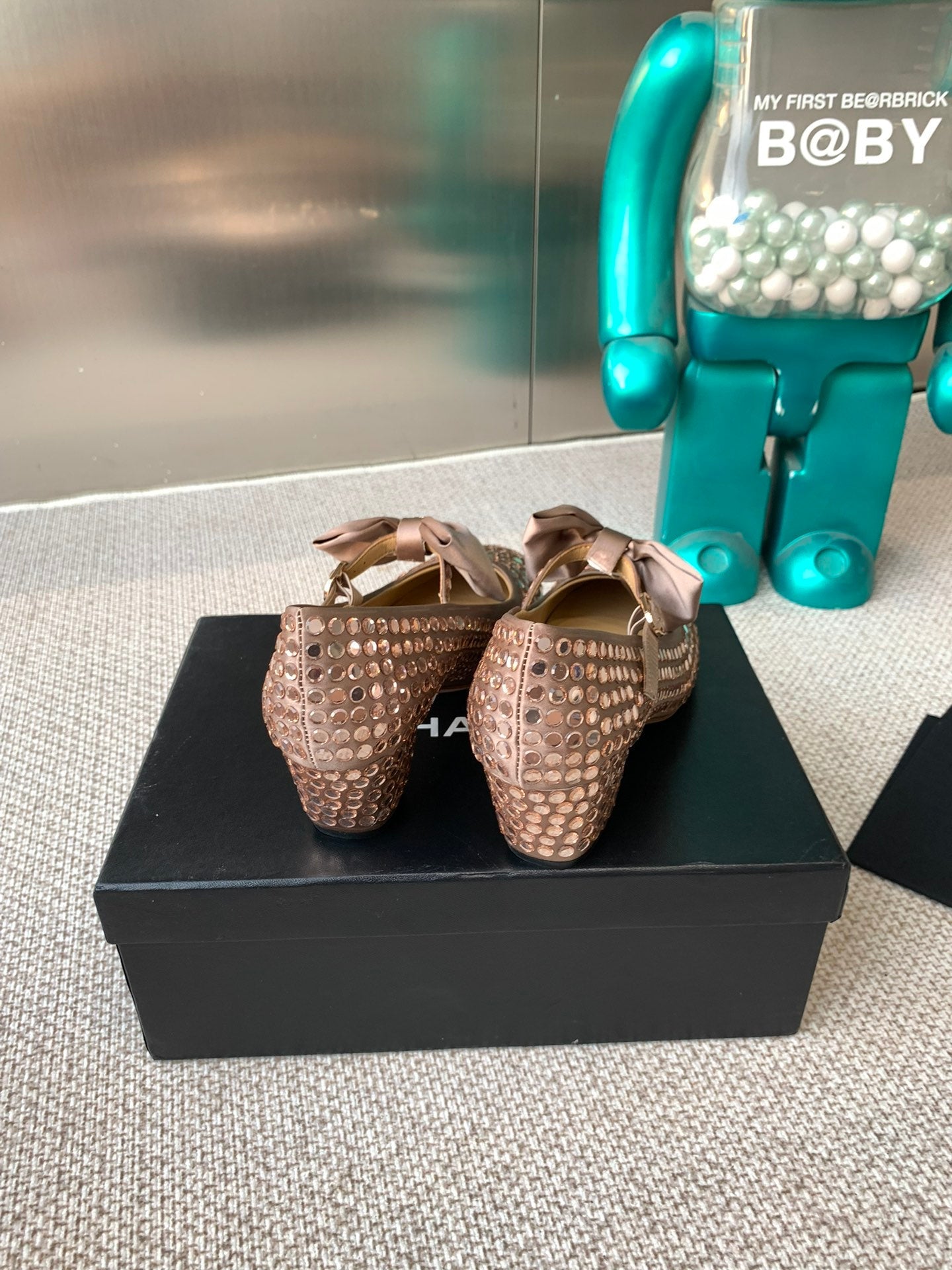 CC MARY JANES SHOES IN COPPER SATIN WITH RHINESTONES