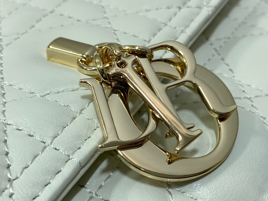 MY CD 24 TOP HANDLE BAG WHITE LAMBSKIN