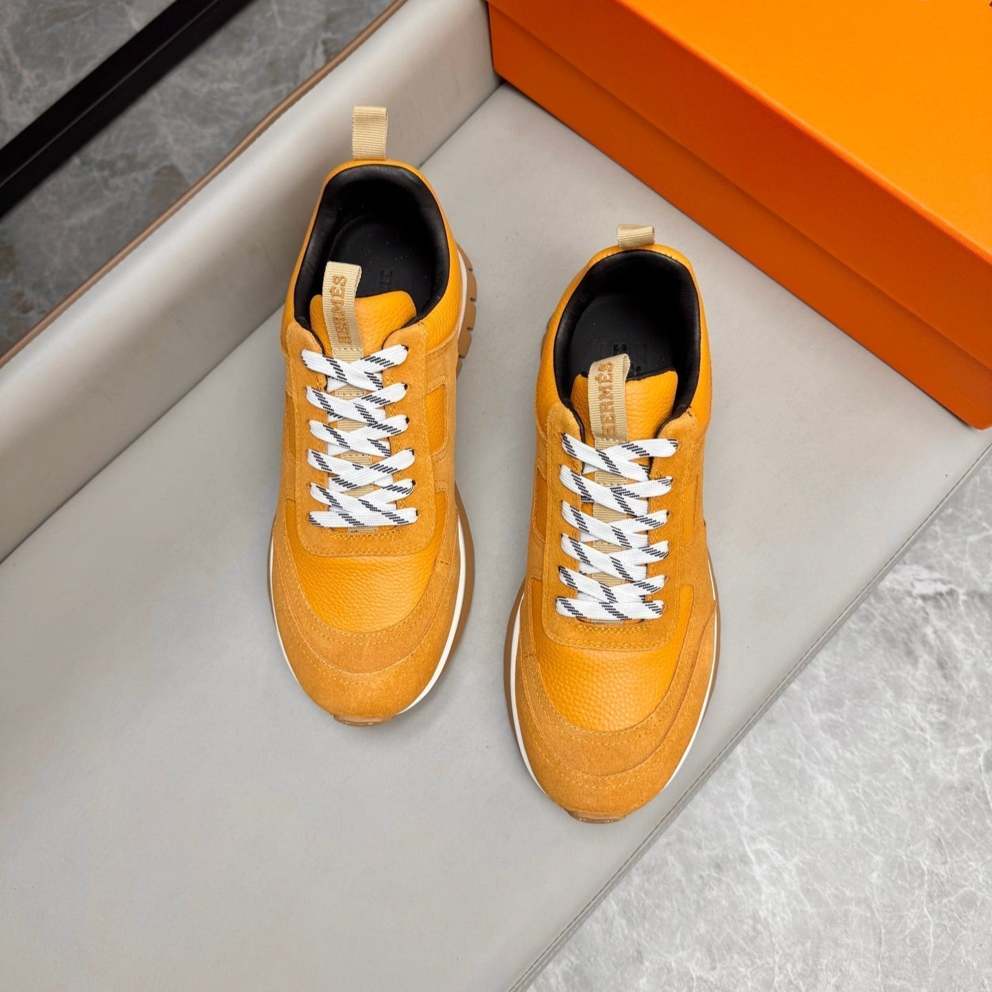 HM Men's Sneaker Yellow Calfskin Suede 602052