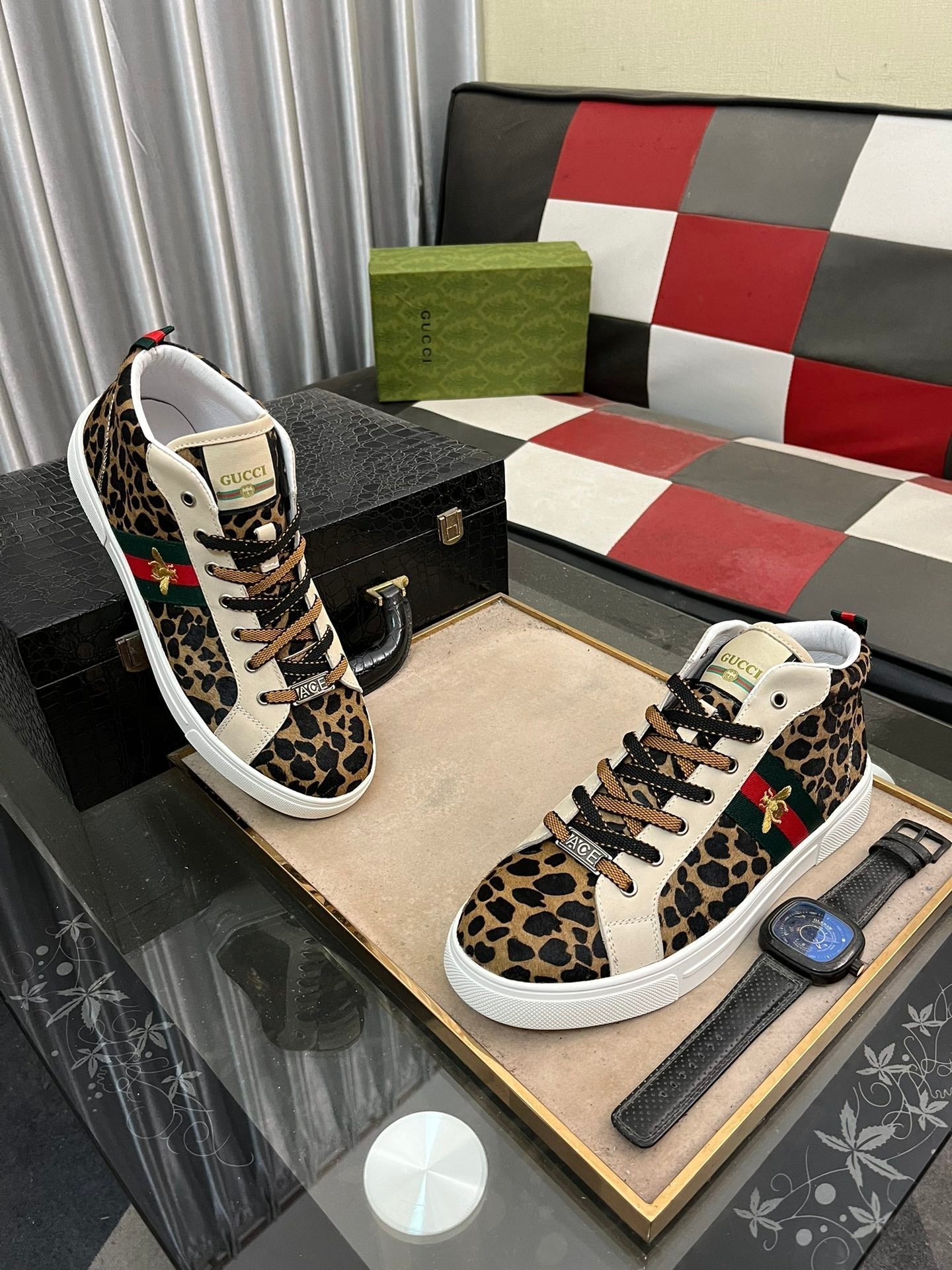 GG Men's ACE Sneaker Brown Black Fur 485742