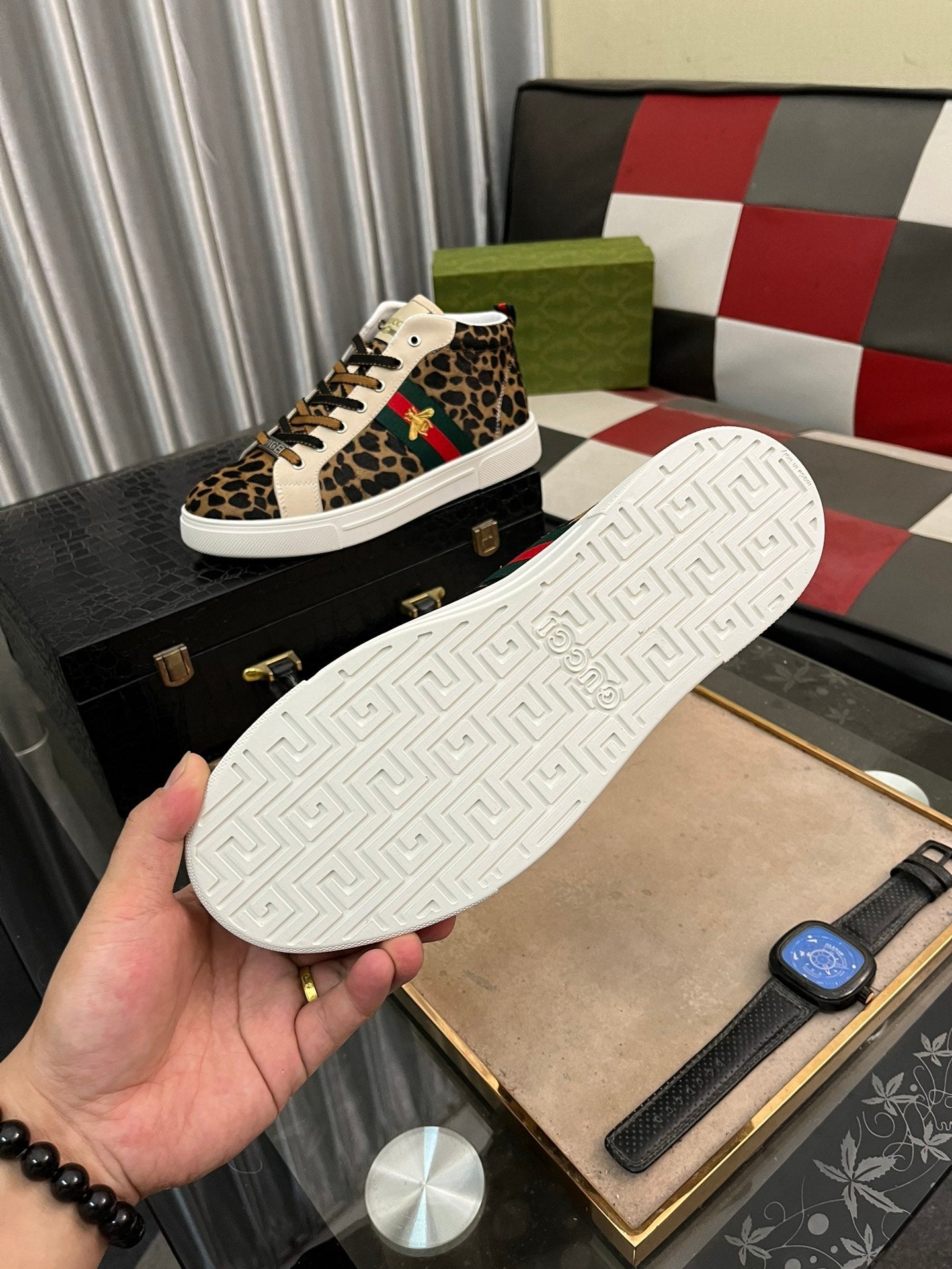 GG Men's ACE Sneaker Brown Black Fur 485742