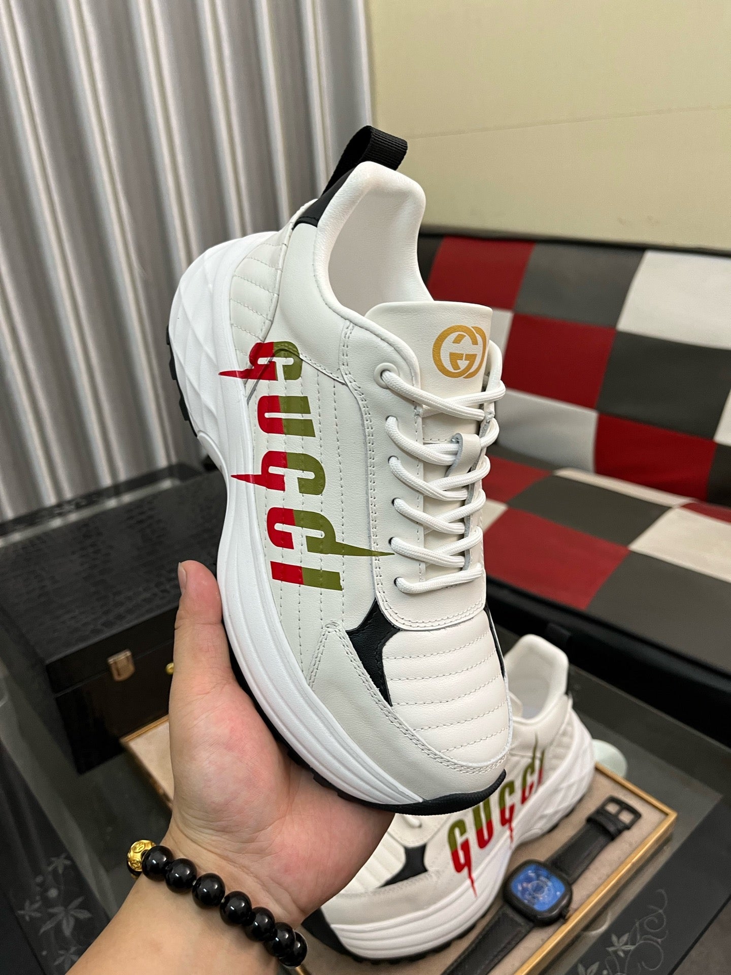 GG Men's Sneaker White Cowhide 529927