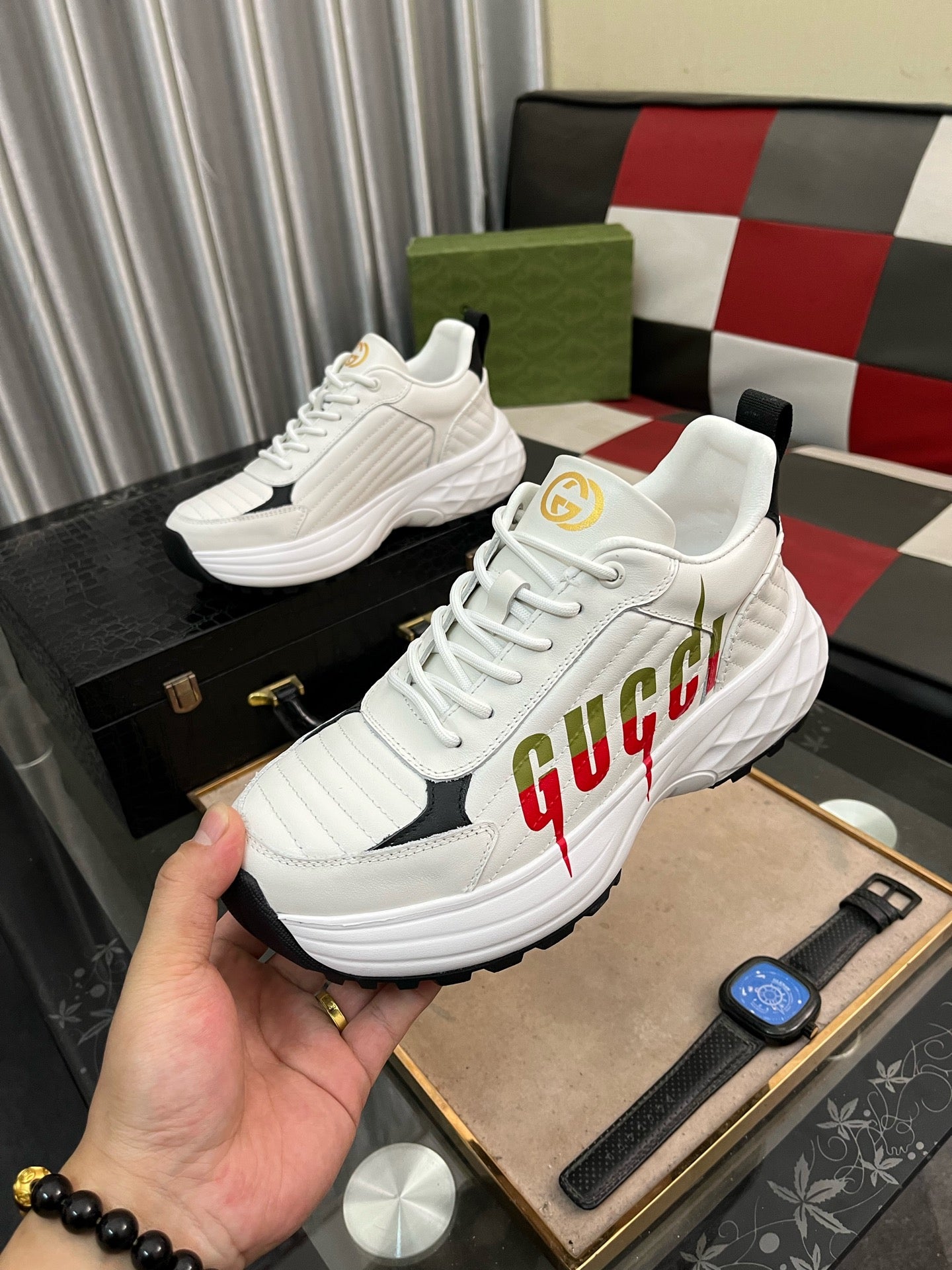 GG Men's Sneaker White Cowhide 529927