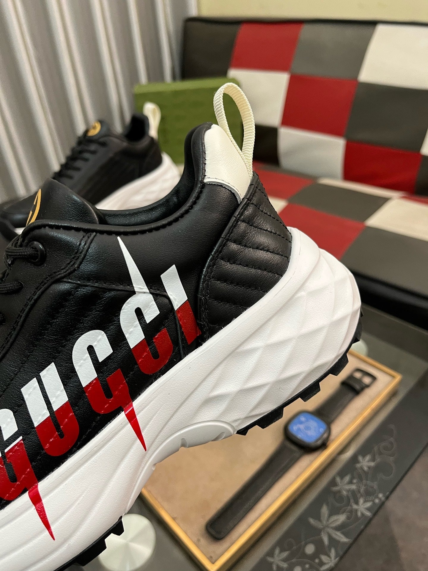 GG Men's Sneaker Black Cowhide 529928