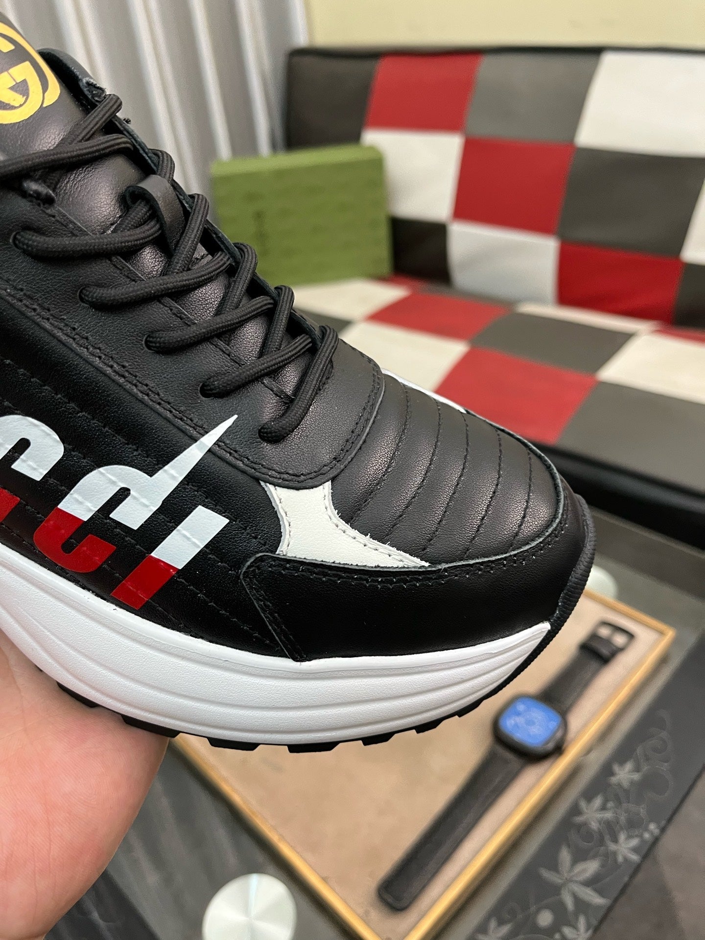 GG Men's Sneaker Black Cowhide 529928