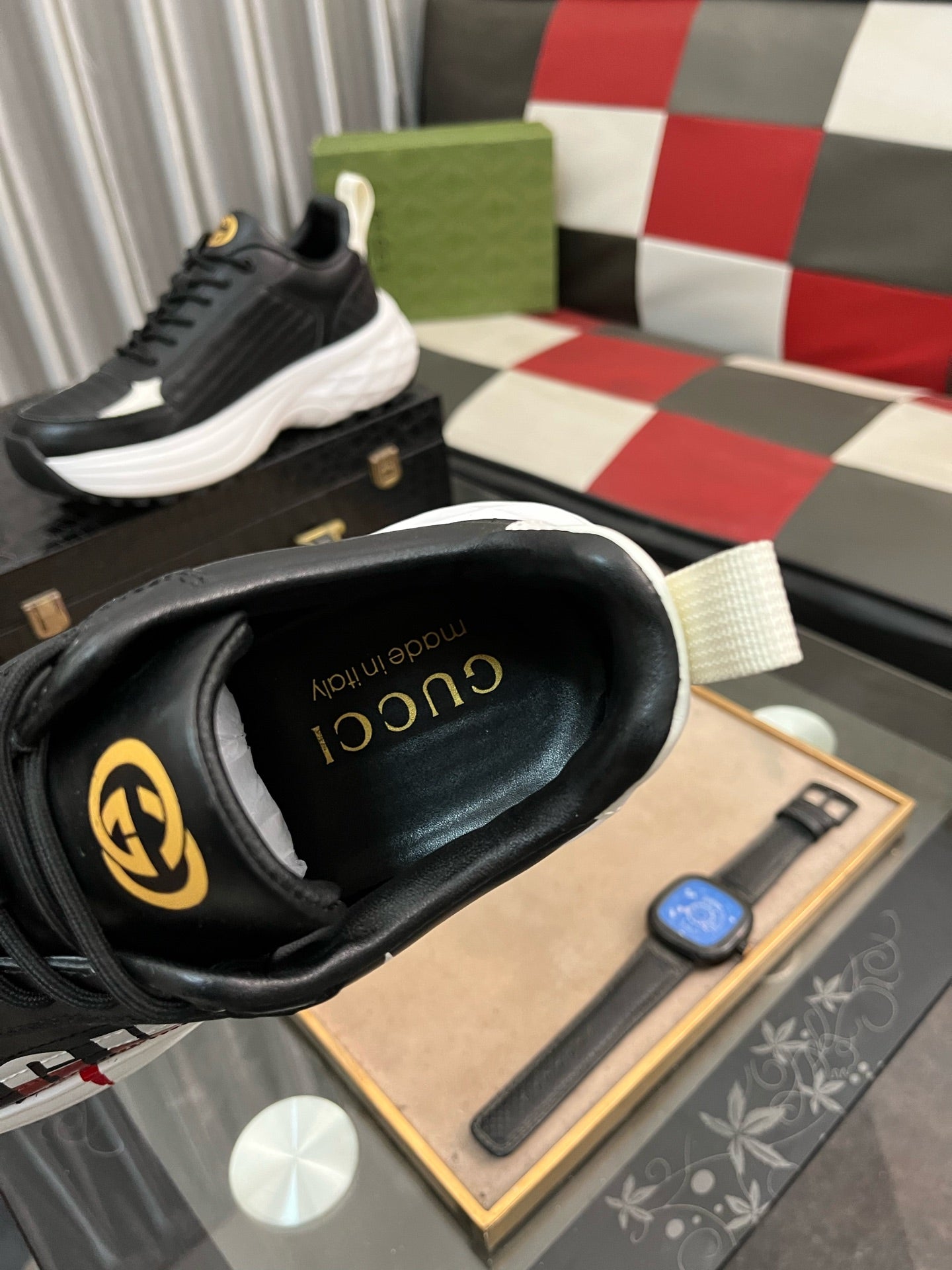 GG Men's Sneaker Black Cowhide 529928