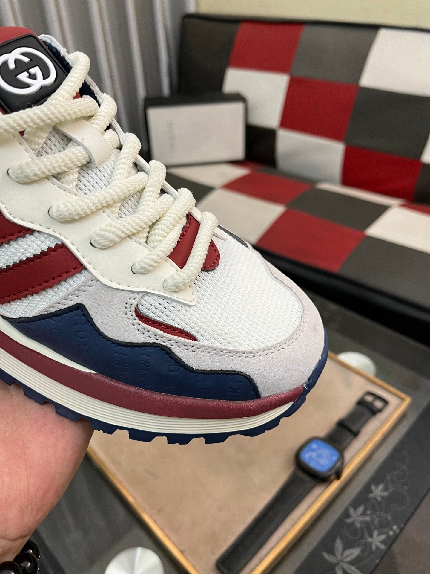 GG x Adidas Men's Sneaker Multicolor Cowhide Suede 554163