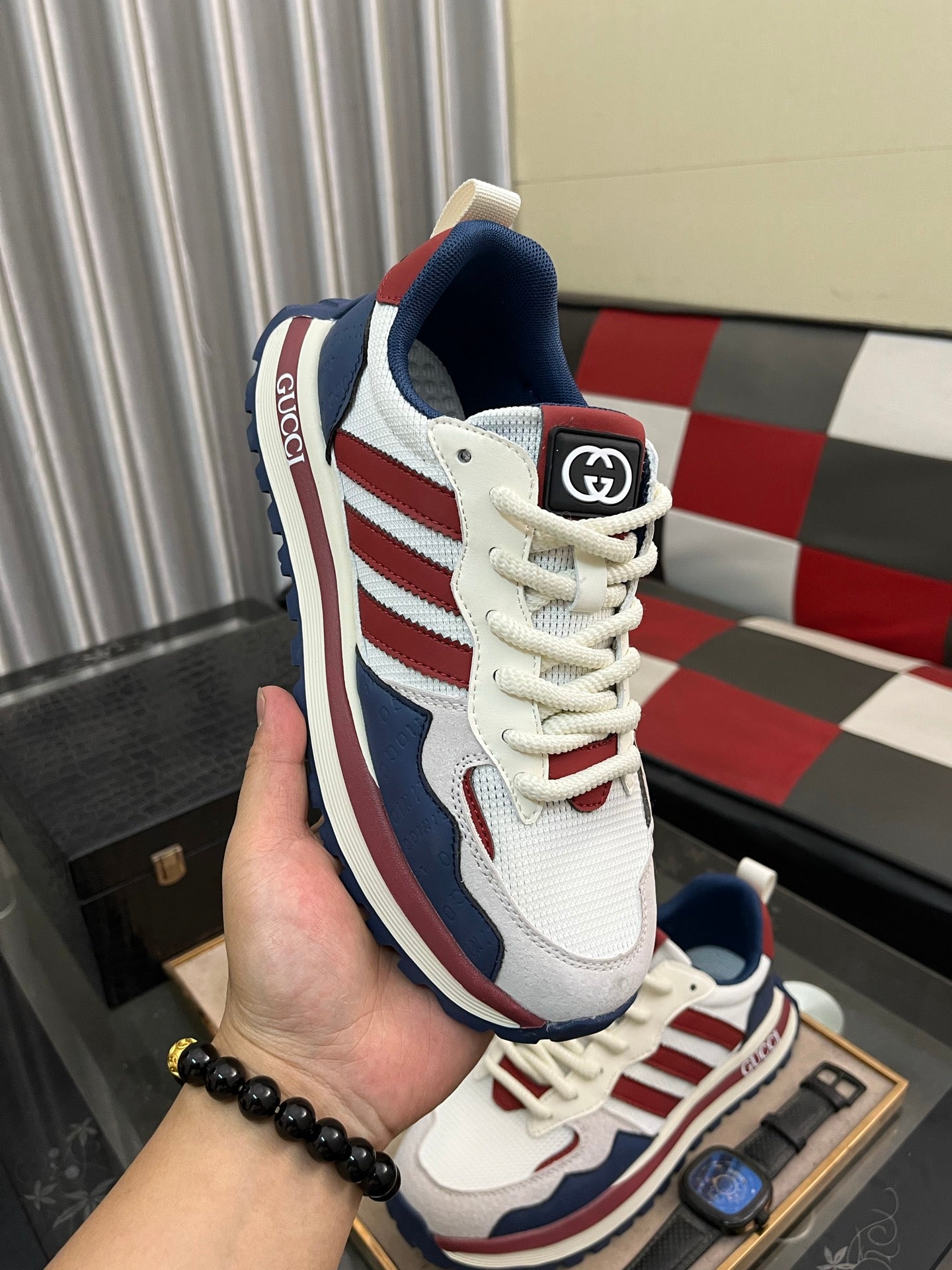 GG x Adidas Men's Sneaker Multicolor Cowhide Suede 554163