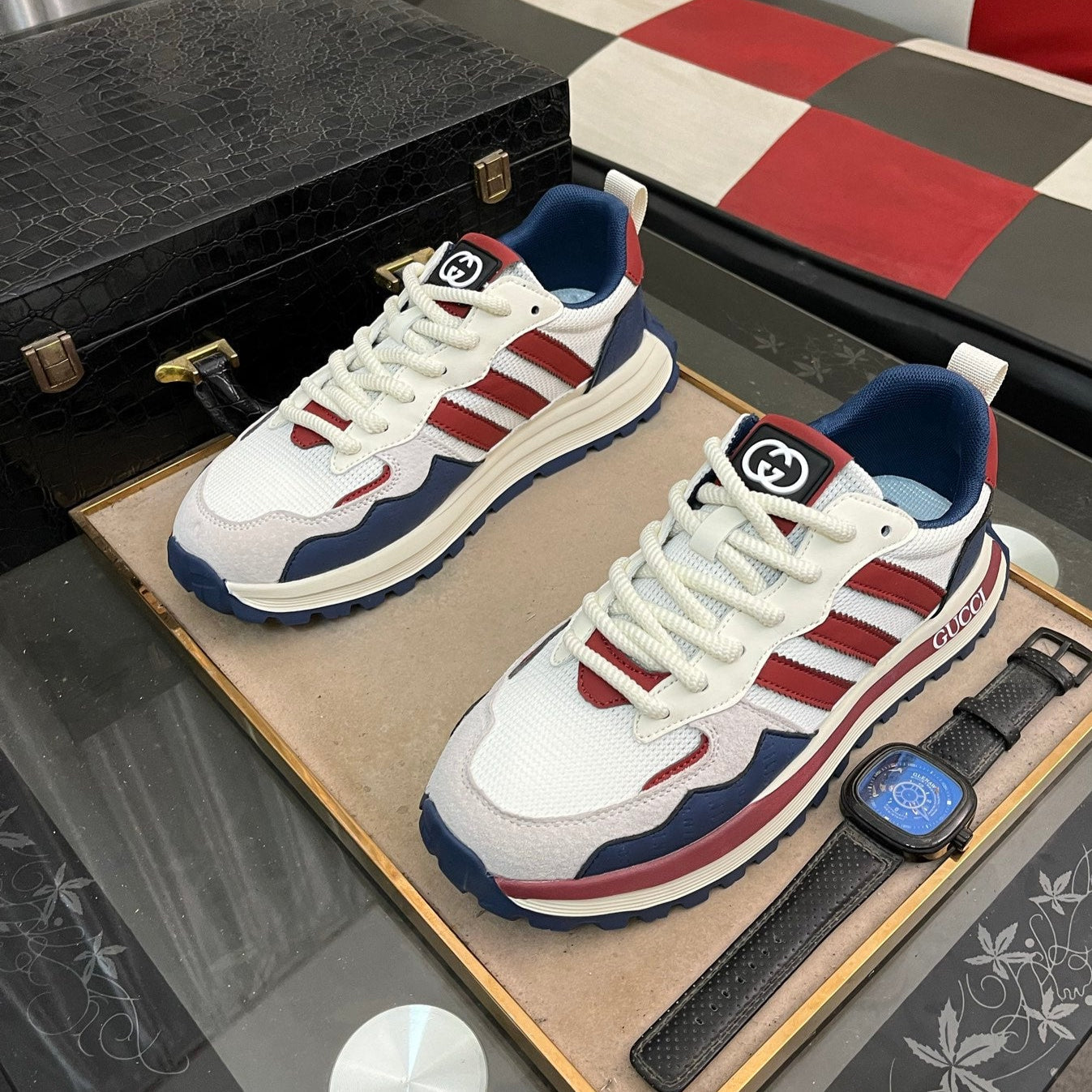 GG x Adidas Men's Sneaker Multicolor Cowhide Suede 554163