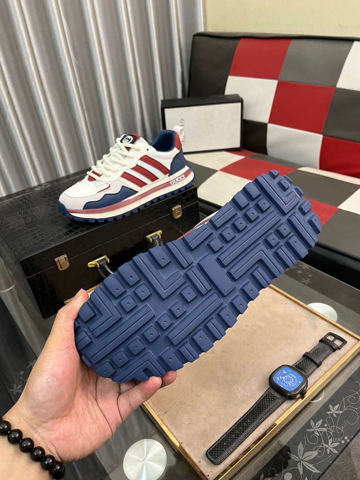 GG x Adidas Men's Sneaker Multicolor Cowhide Suede 554163