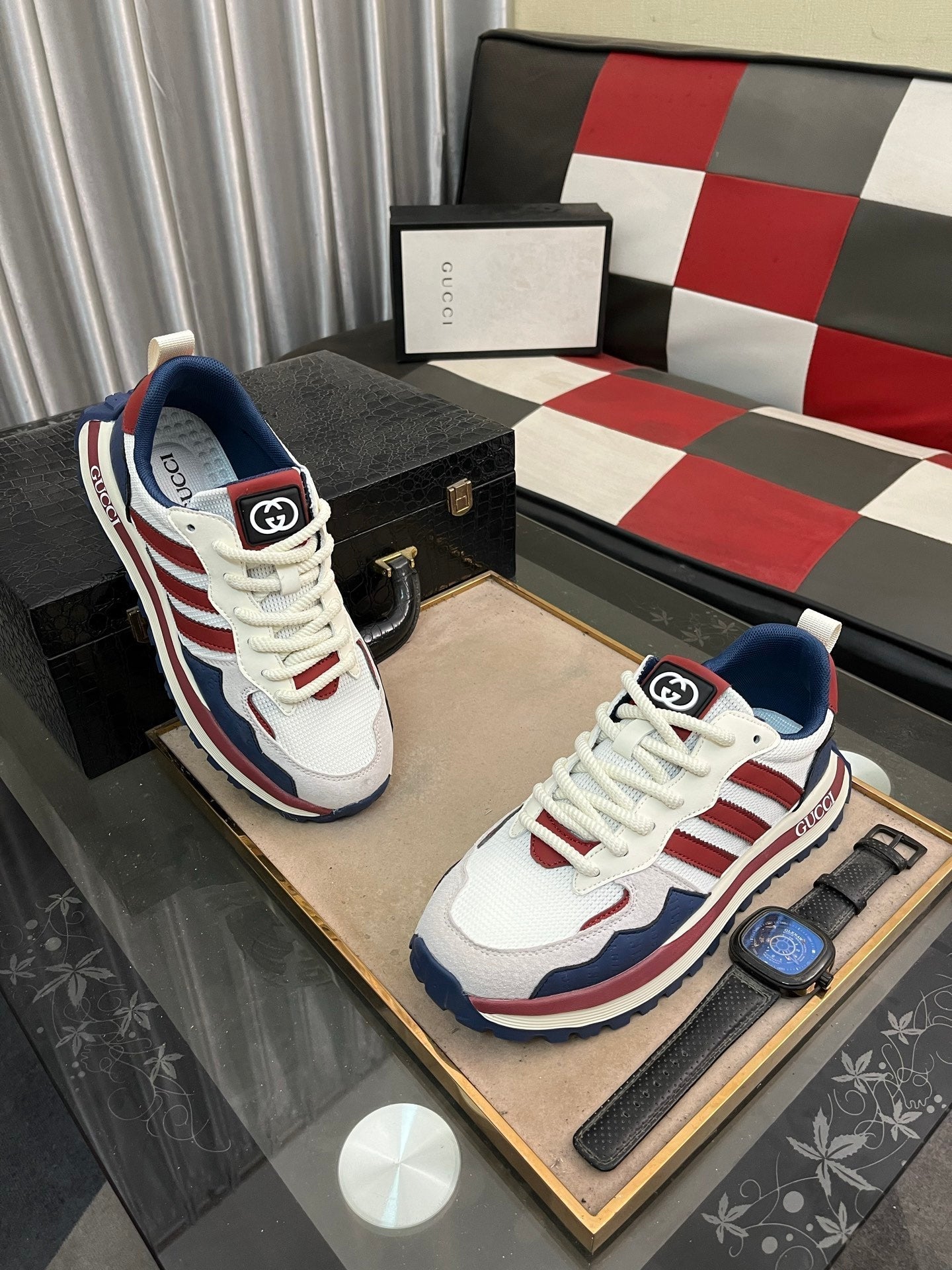 GG x Adidas Men's Sneaker Multicolor Cowhide Suede 554163