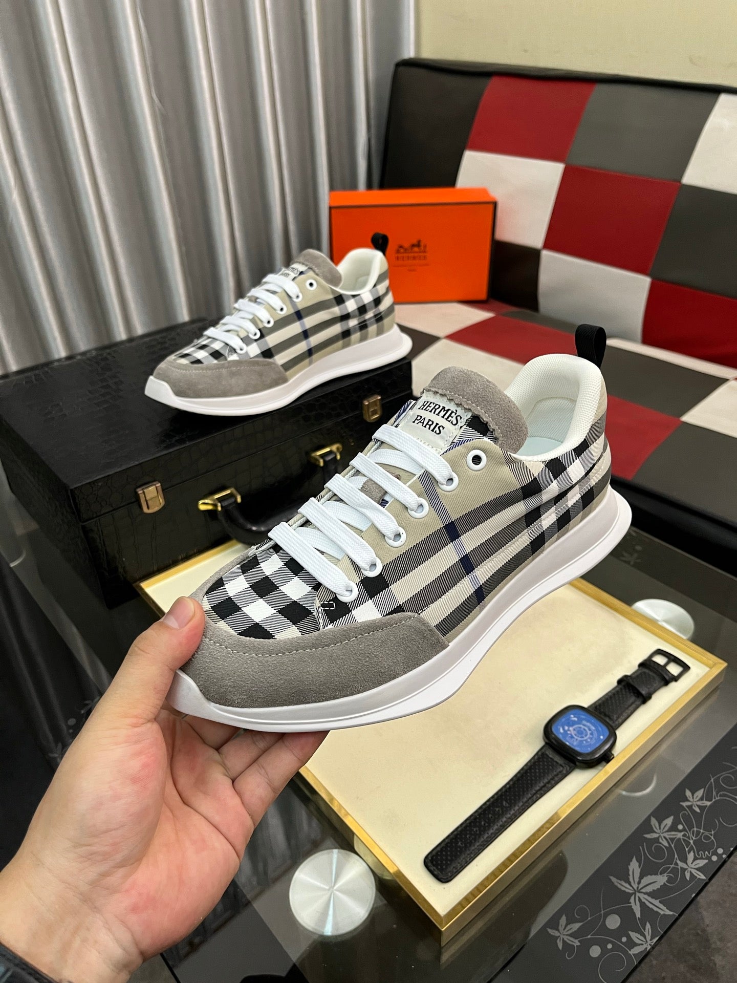 HM Men's Bouncing Sneakers Multicolor Cowhide 644684