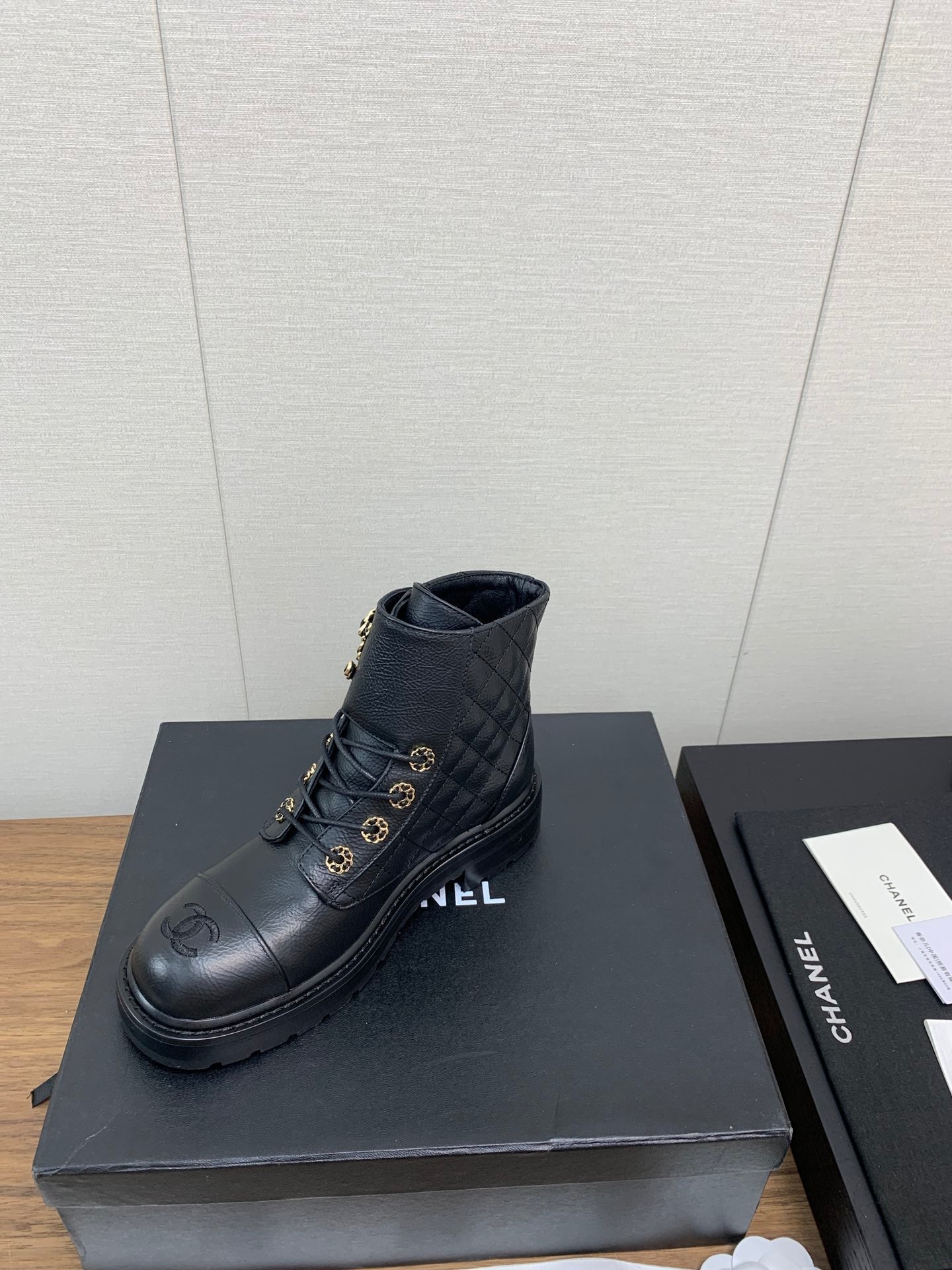CC Ankle Boots Black Quilted Cowhide