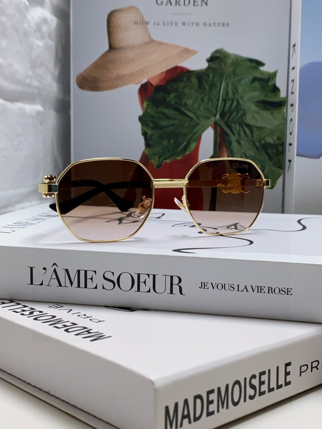 TRIOMPHE SUNGLASS 497822 IN GOLD METAL BROWN SMOKE LENSES